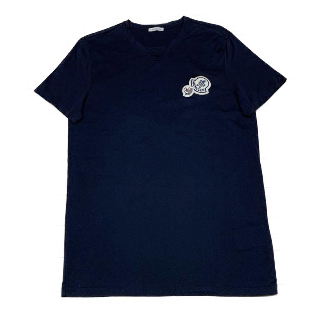 新品同様　モンクレール　ダブルロゴ　Lネイビー　Tシャツ　国内正規品 5S512 モンクレール ダブルロゴ Lネイビー Tシャツ 国内正規品 5S512 - メルカリ