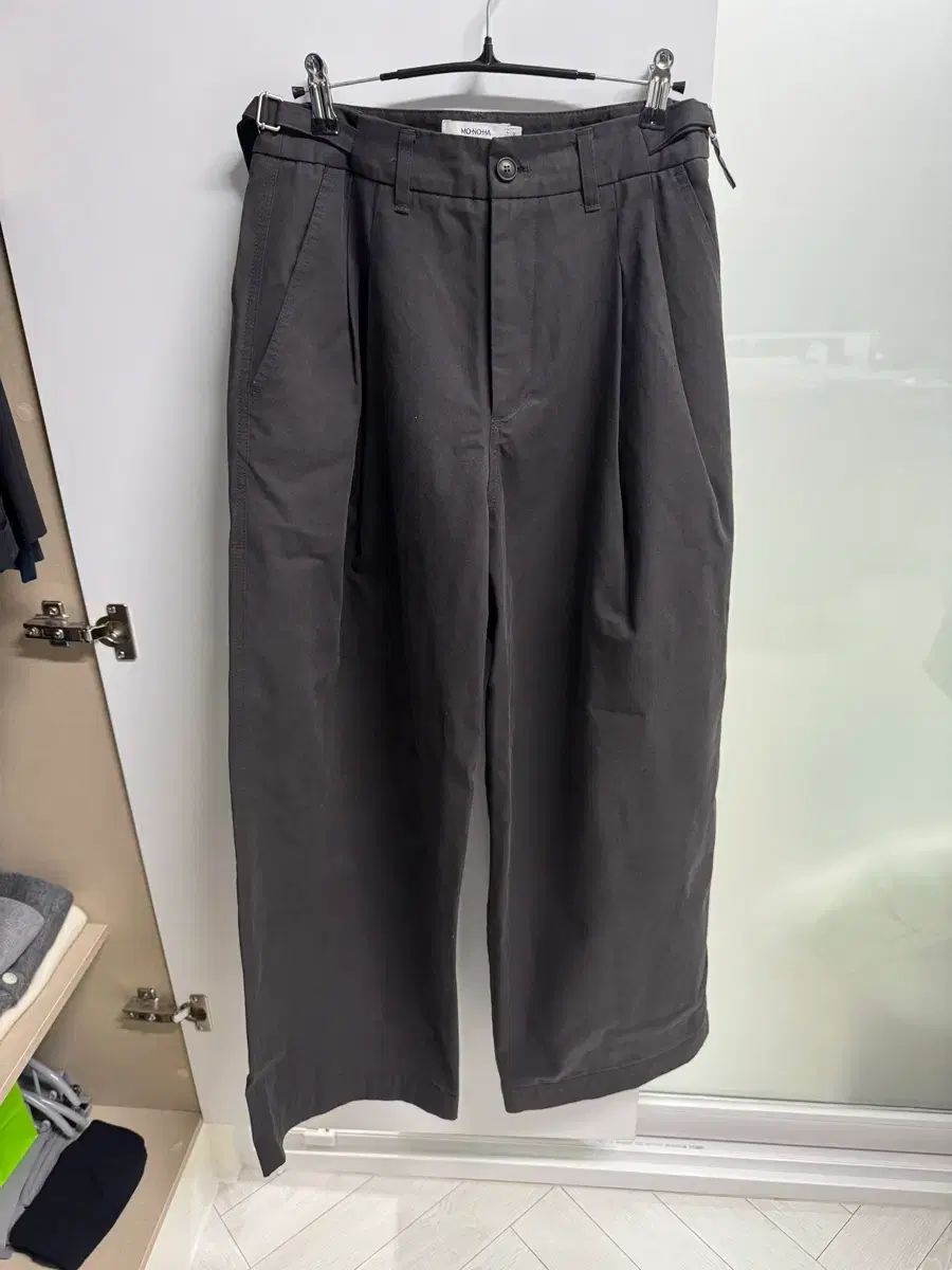 ウール モノハ コットン カーブ パンツ cotton curved pants チャコール