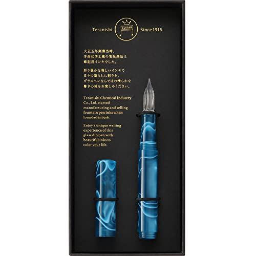 ギター ガラスペン キャップ付 オーロラ ピーコックブルー GLAA-PEｍａ