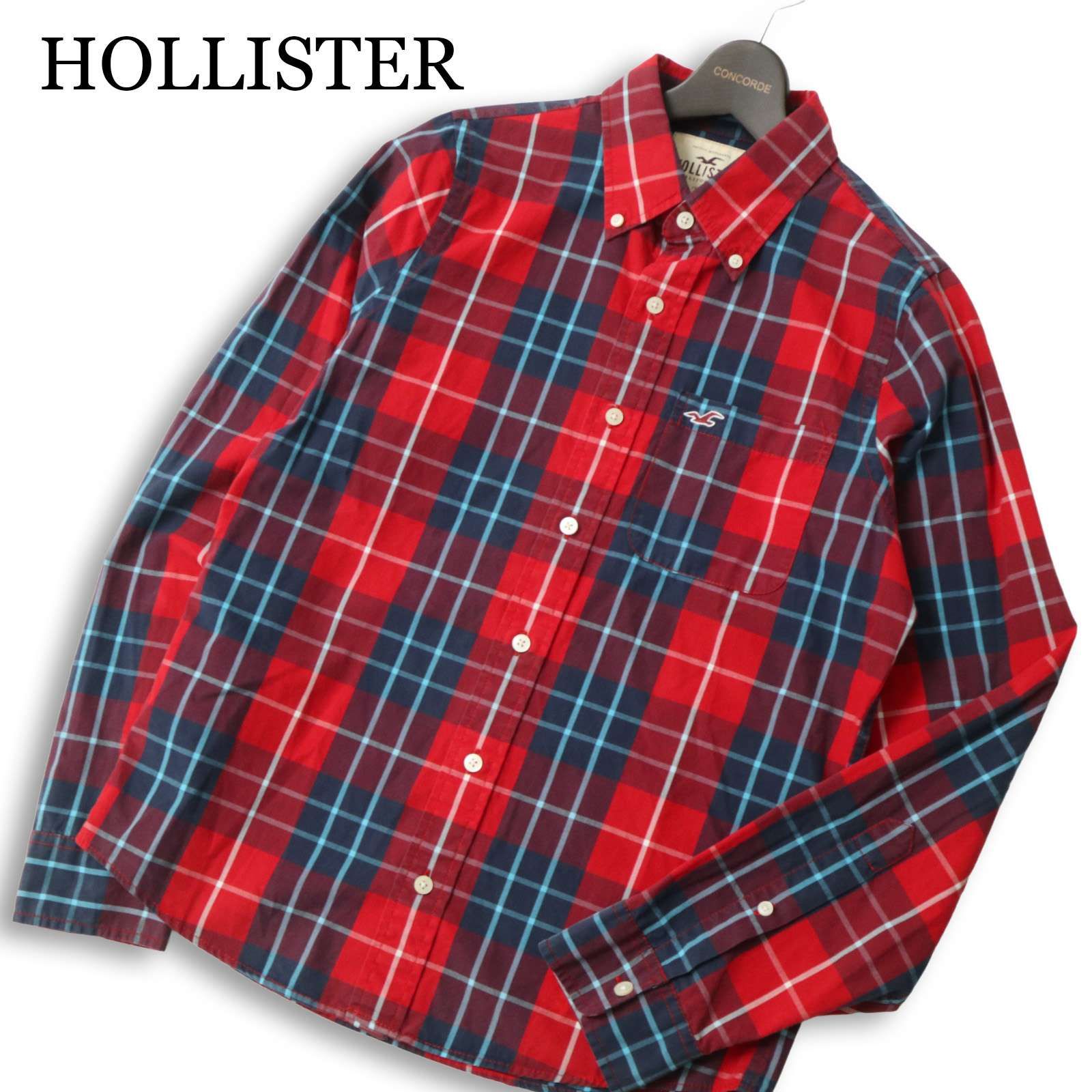 HOLLISTER ホリスター 通年☆ 長袖 チェック柄 ロゴ刺繍 コットン 