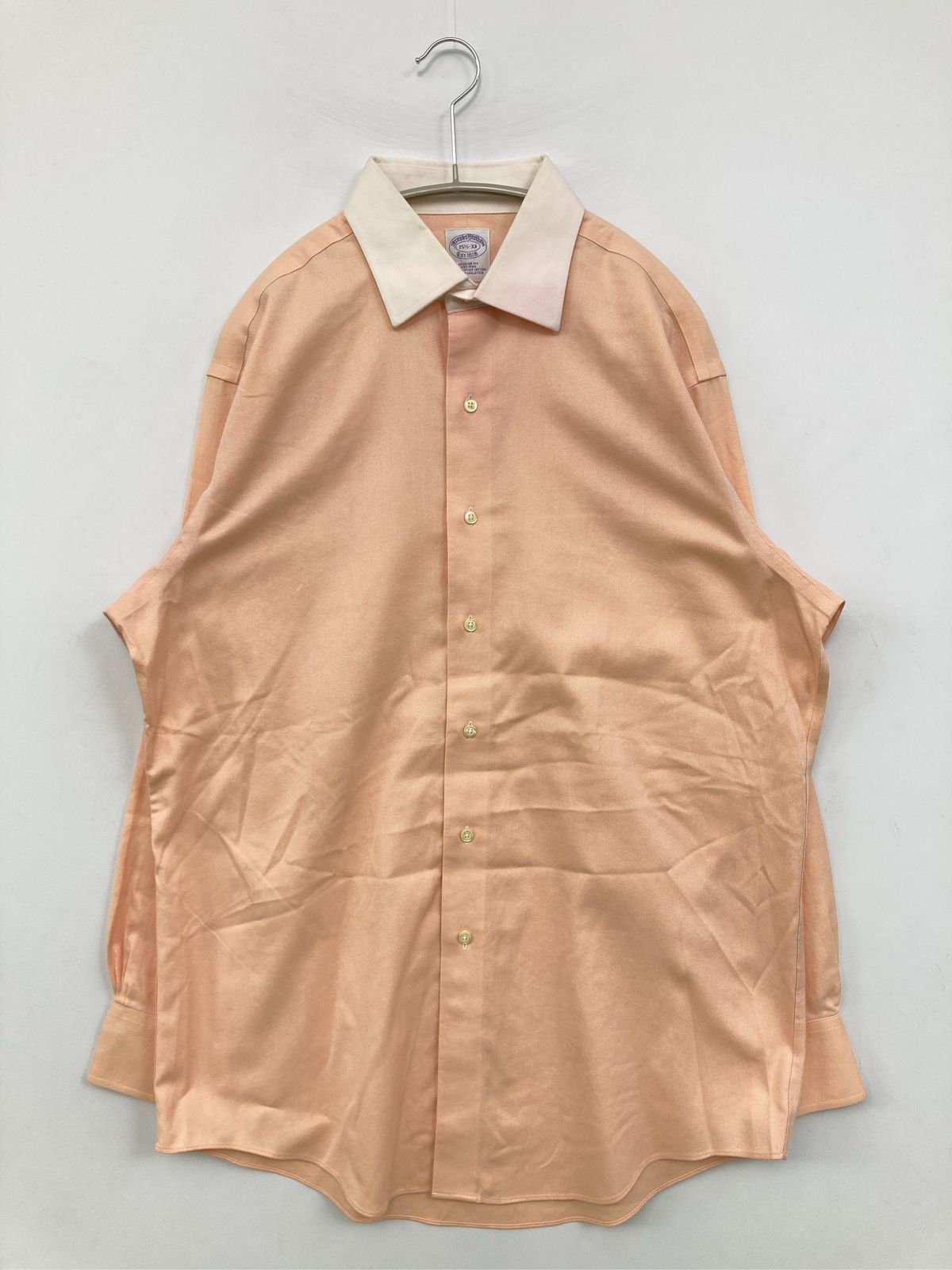 Brooks Brothers ビジネスシャツ 15 1/2-33 オレンジ コットン 無地 長袖 レギュラーカラー