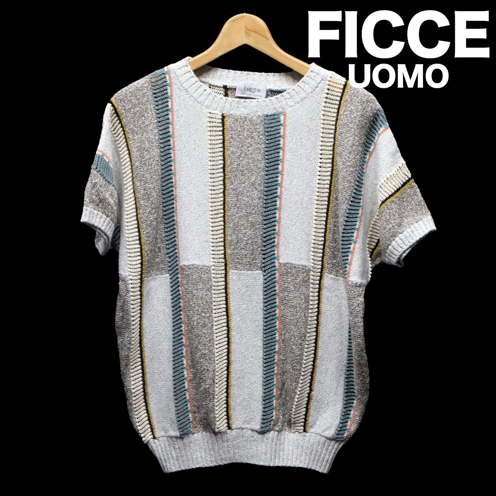 ficce UOMO 半袖ニットカットソー マルチカラー フリーサイズ 