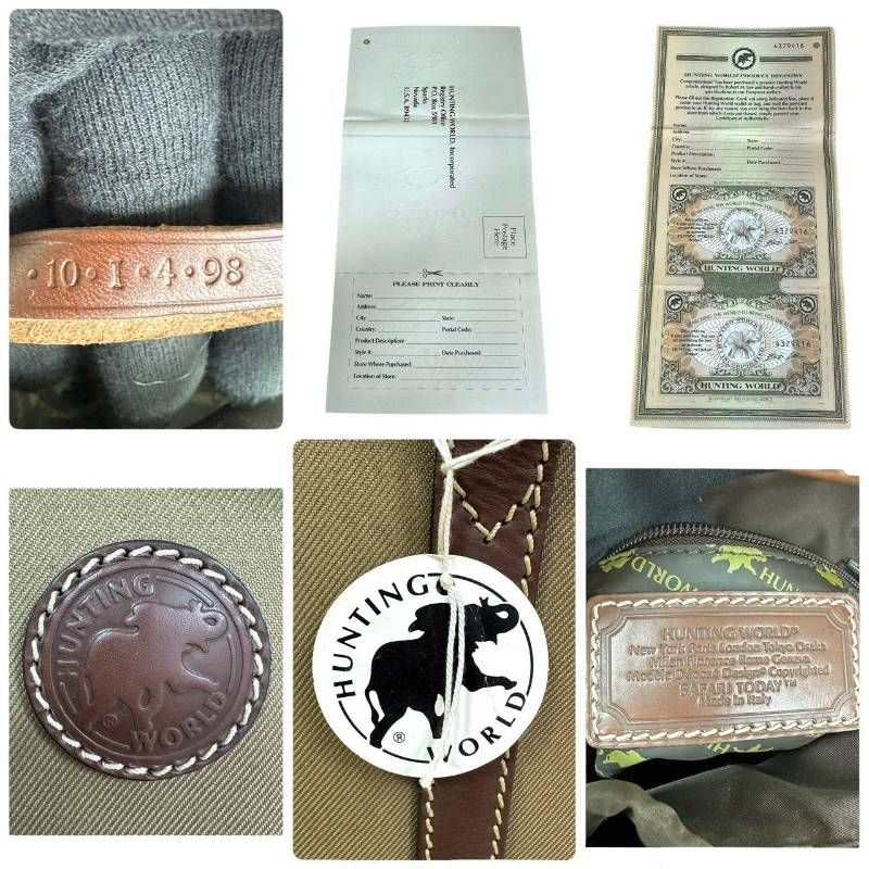外観美品☆HUNTING WORLD ハンティングワールド ☆ハンドバッグ カーキ 