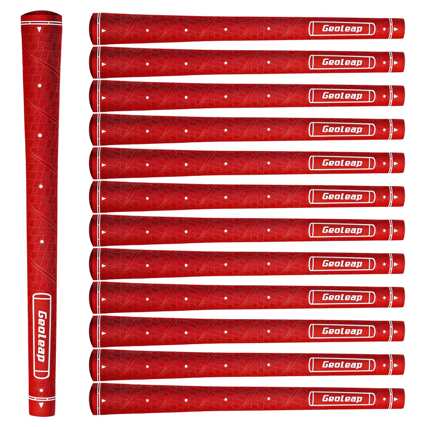 特価商品 Geoleap Glory-M ゴルフグリップ 13個セット、メモリーポイント 手の配置を補助、滑り止め、ゴルフクラブグリップ、標準型/中型、5色オプション (スタンダード 赤い色)