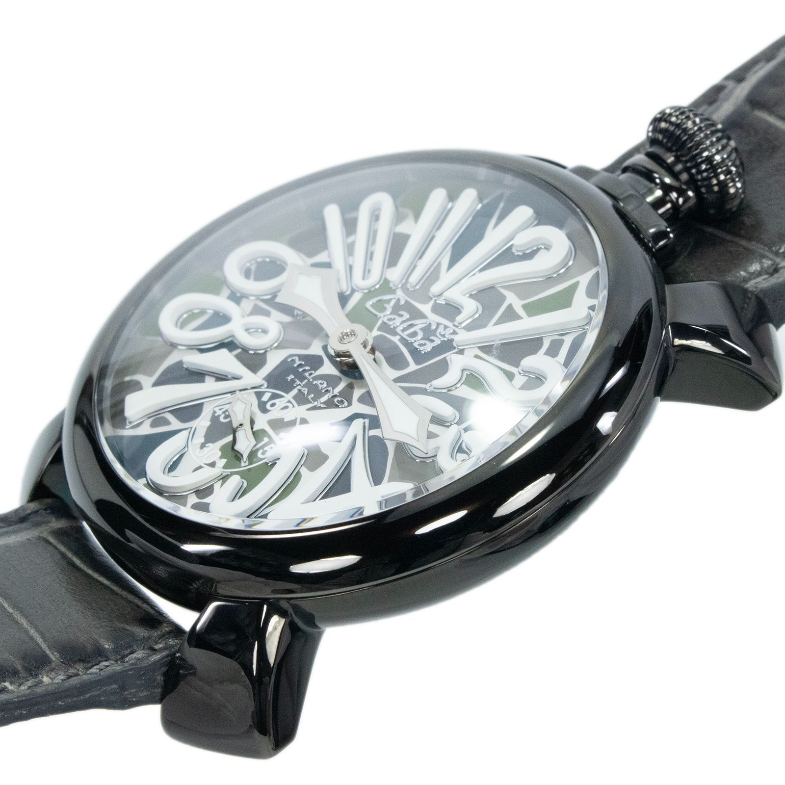 ガガミラノ 腕時計 手巻き メンズ マヌアーレ48mm モザイク 裏スケ ロゴ