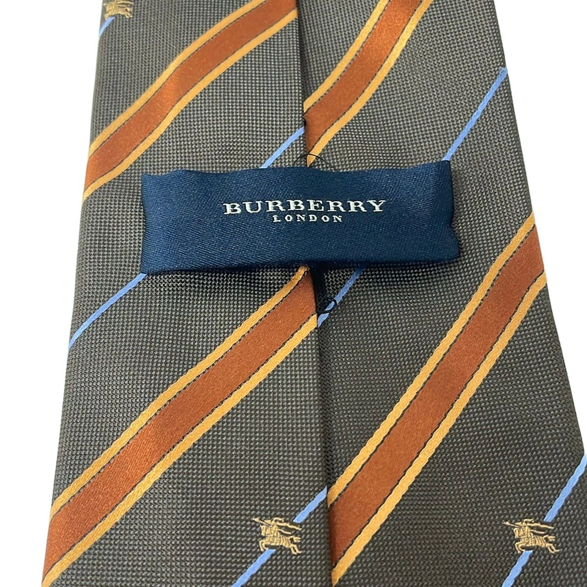 Burberry LONDON(バーバリーロンドン) ネクタイ メンズ美品  - ダークブラウン×ブラウン×ライトブルー レジメンタル Burberry LONDON(バーバリーロンドン) ネクタイ メンズ美品 - ダーク