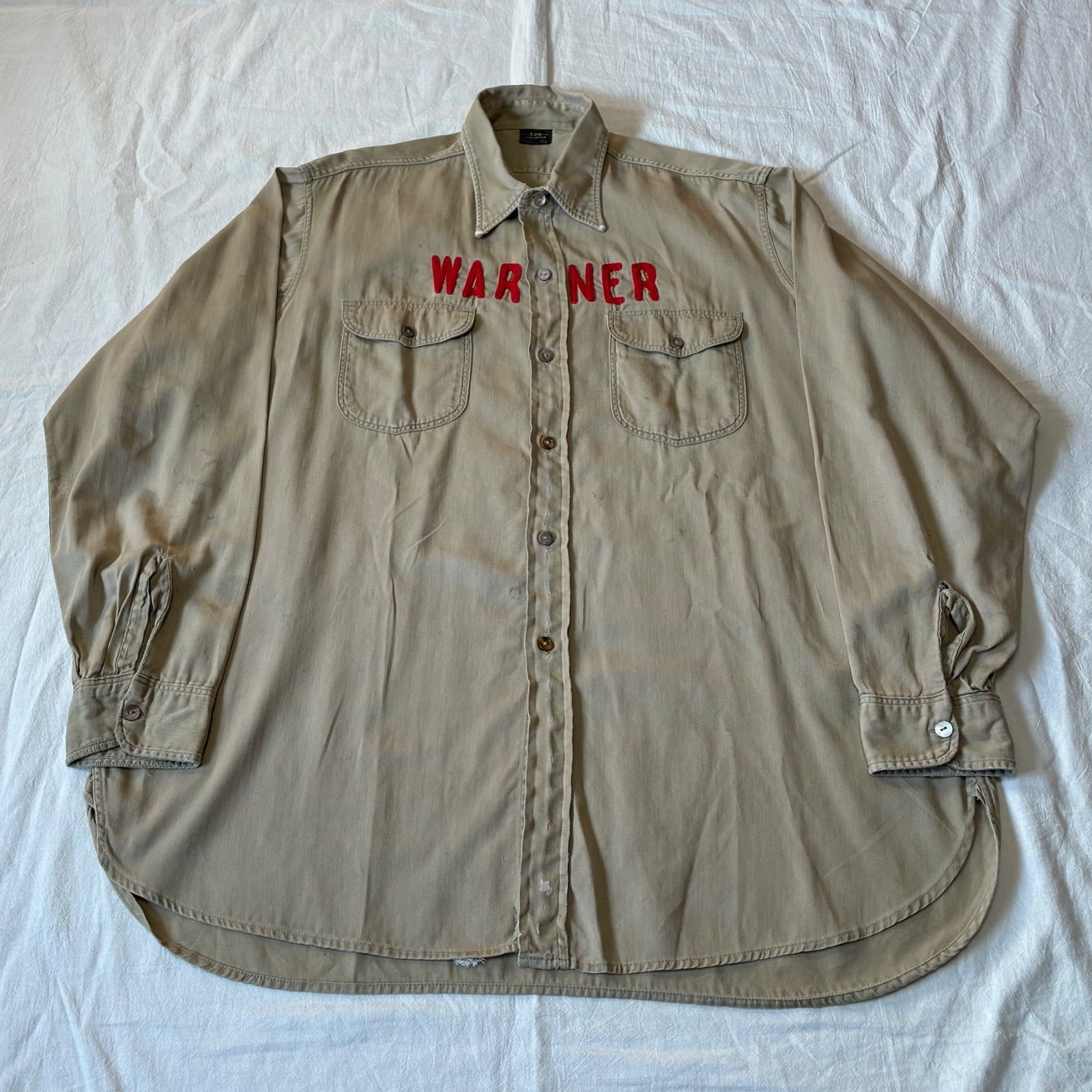 50s 60s Lee リー 長袖シャツ ワークシャツ マチ付き チェーンステッチ 
