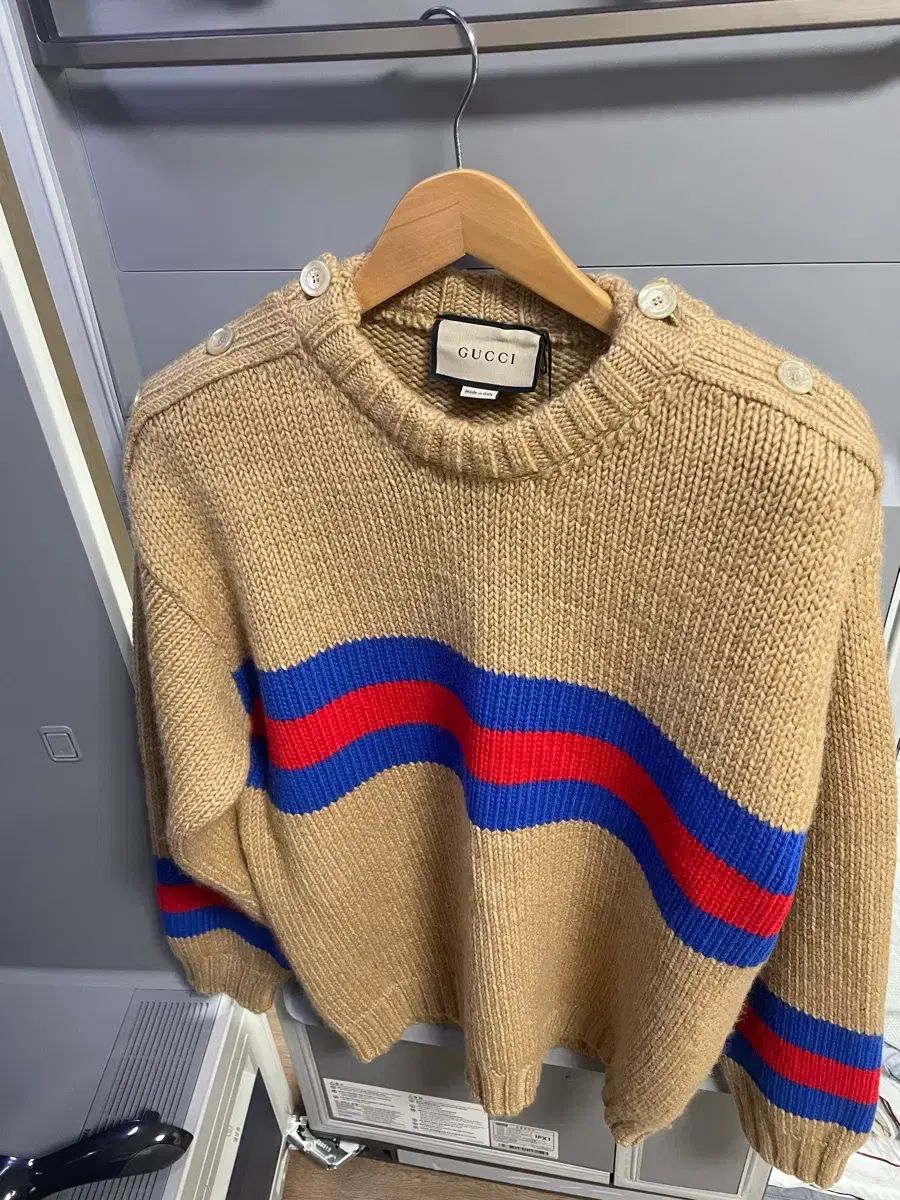 グッチ 袖ストライプ ニット GUCCI グッチ ストライプ Cat Wool リブニット