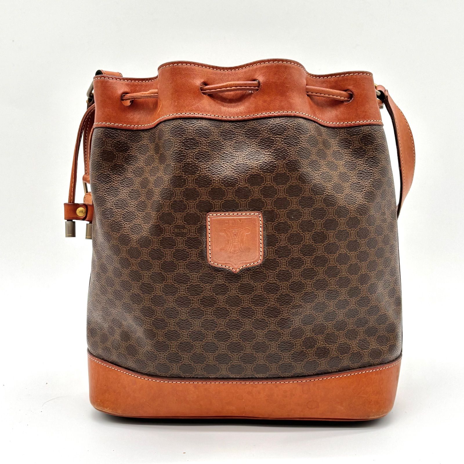 CELINE セリーヌ ポーチ付き 巾着 マカダム柄 ショルダーバッグ