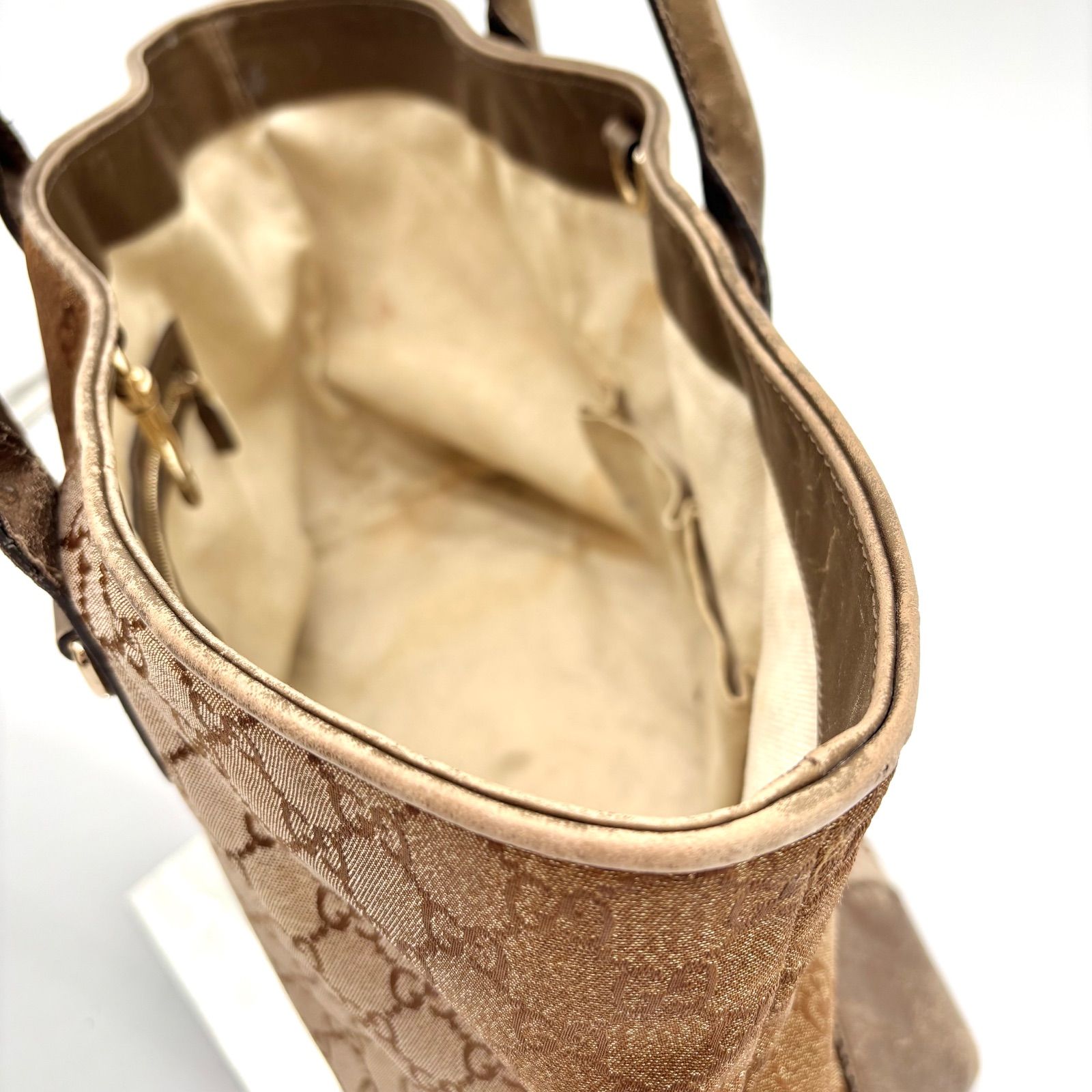 GUCCI グッチ ハートビット GGキャンバス トートバッグ ゴールド