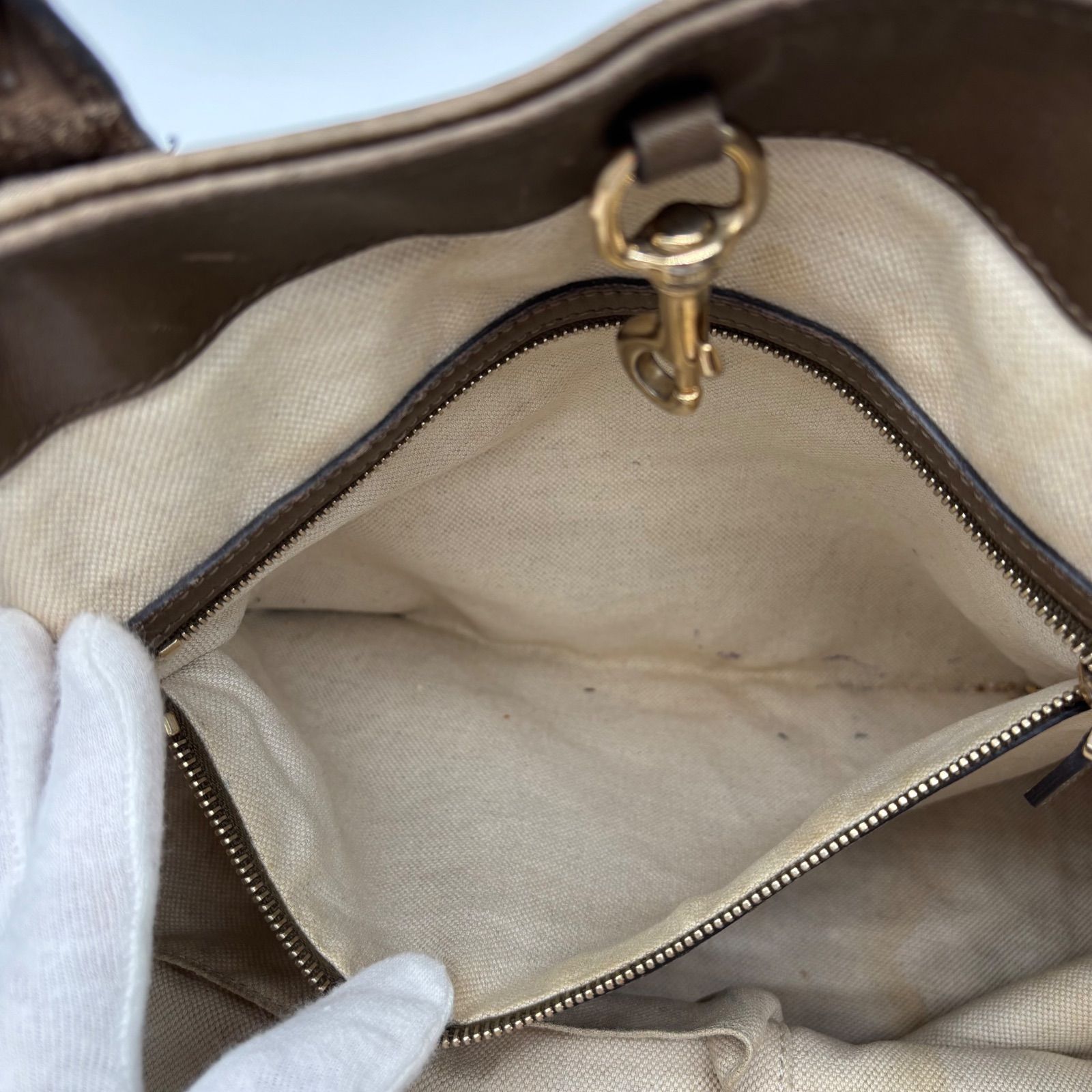 GUCCI グッチ ハートビット GGキャンバス トートバッグ ゴールド 