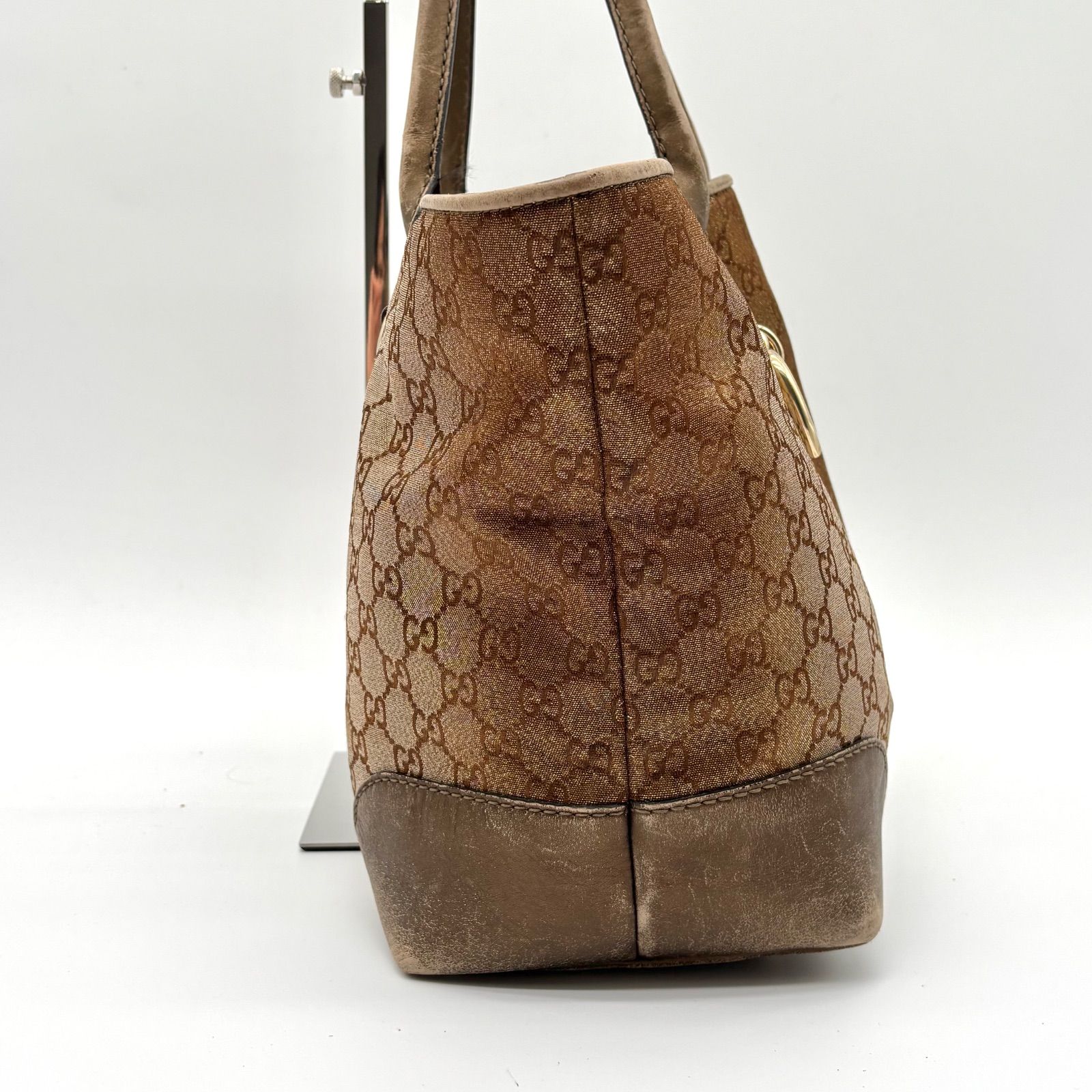 GUCCI グッチ ハートビット GGキャンバス トートバッグ ゴールド