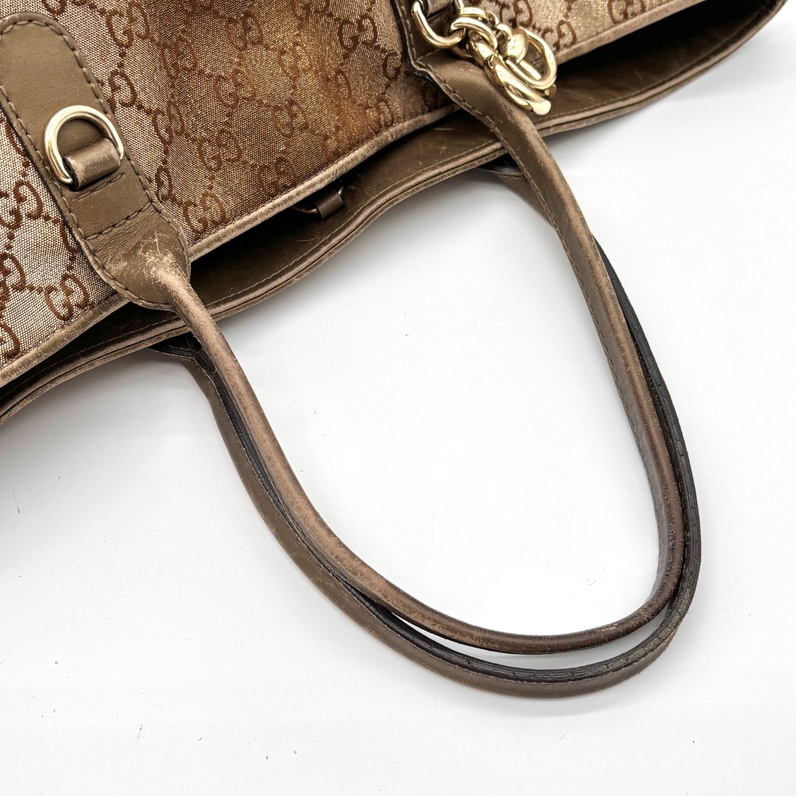 GUCCI グッチ ハートビット GGキャンバス トートバッグ ゴールド