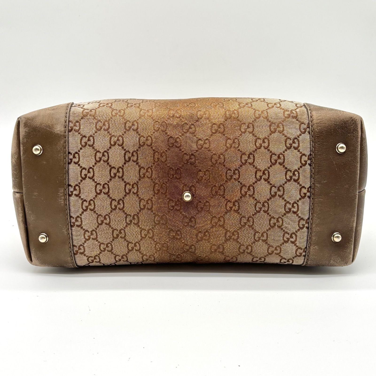 GUCCI グッチ ハートビット GGキャンバス トートバッグ ゴールド