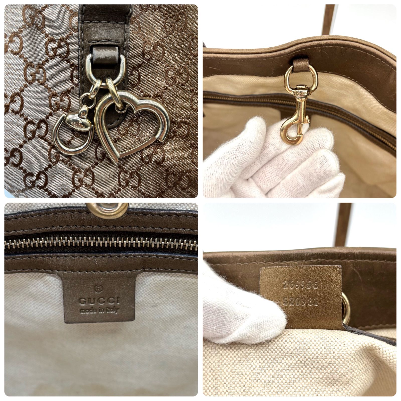 GUCCI グッチ グッチシマ レザー ハートビット トートバッグ 269956 GUCCI グッチ ハートビット GGキャンバス トートバッグ ゴールド