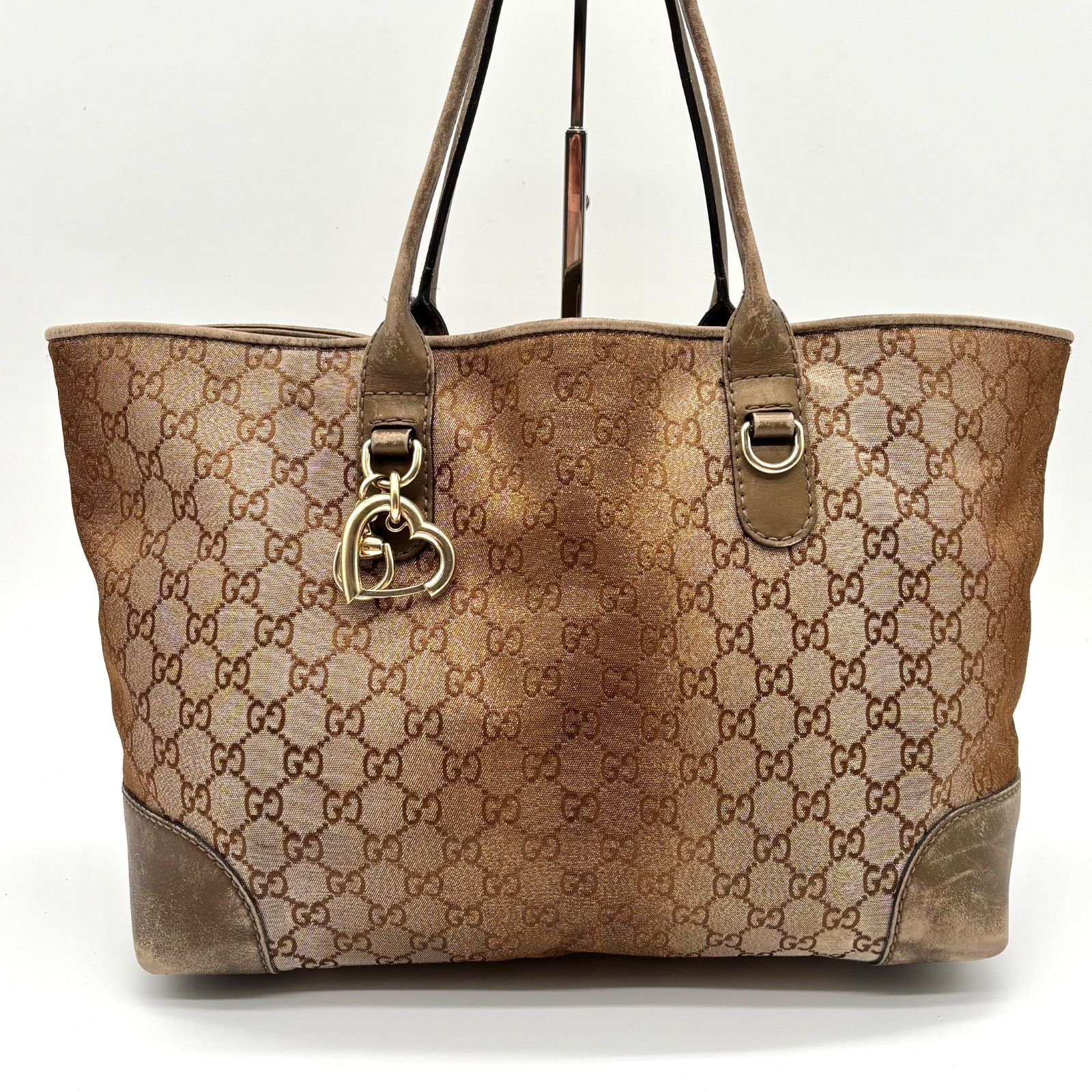 GUCCI グッチ ハートビット GGキャンバス トートバッグ ゴールド