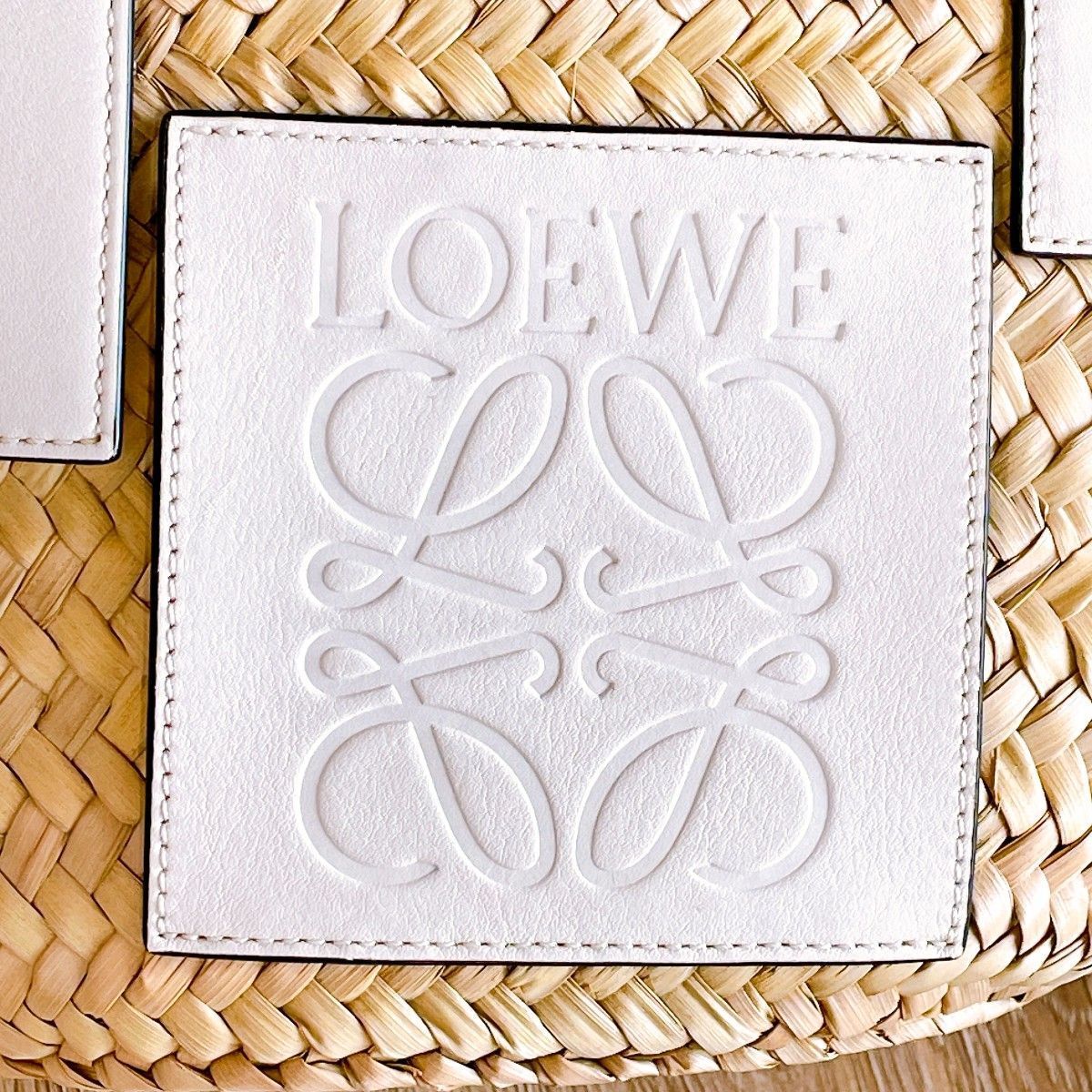 ◇ロエベ◇LOEWE バスケットスモール ラフィア × レザー カゴバッグ 