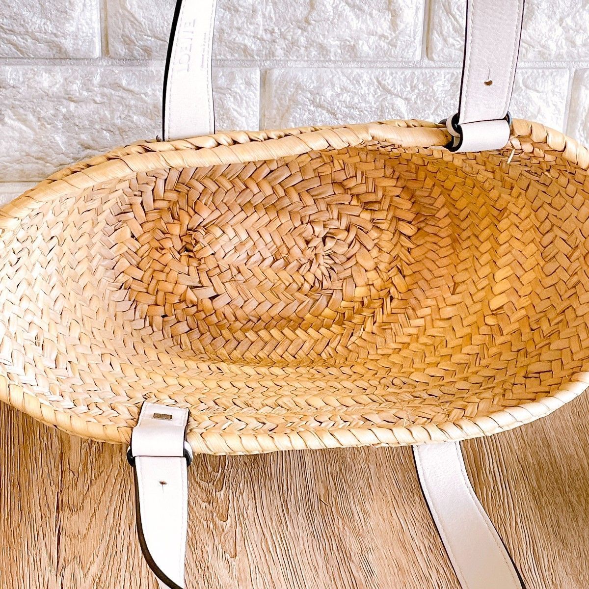 ◇ロエベ◇LOEWE バスケットスモール ラフィア × レザー カゴバッグ 