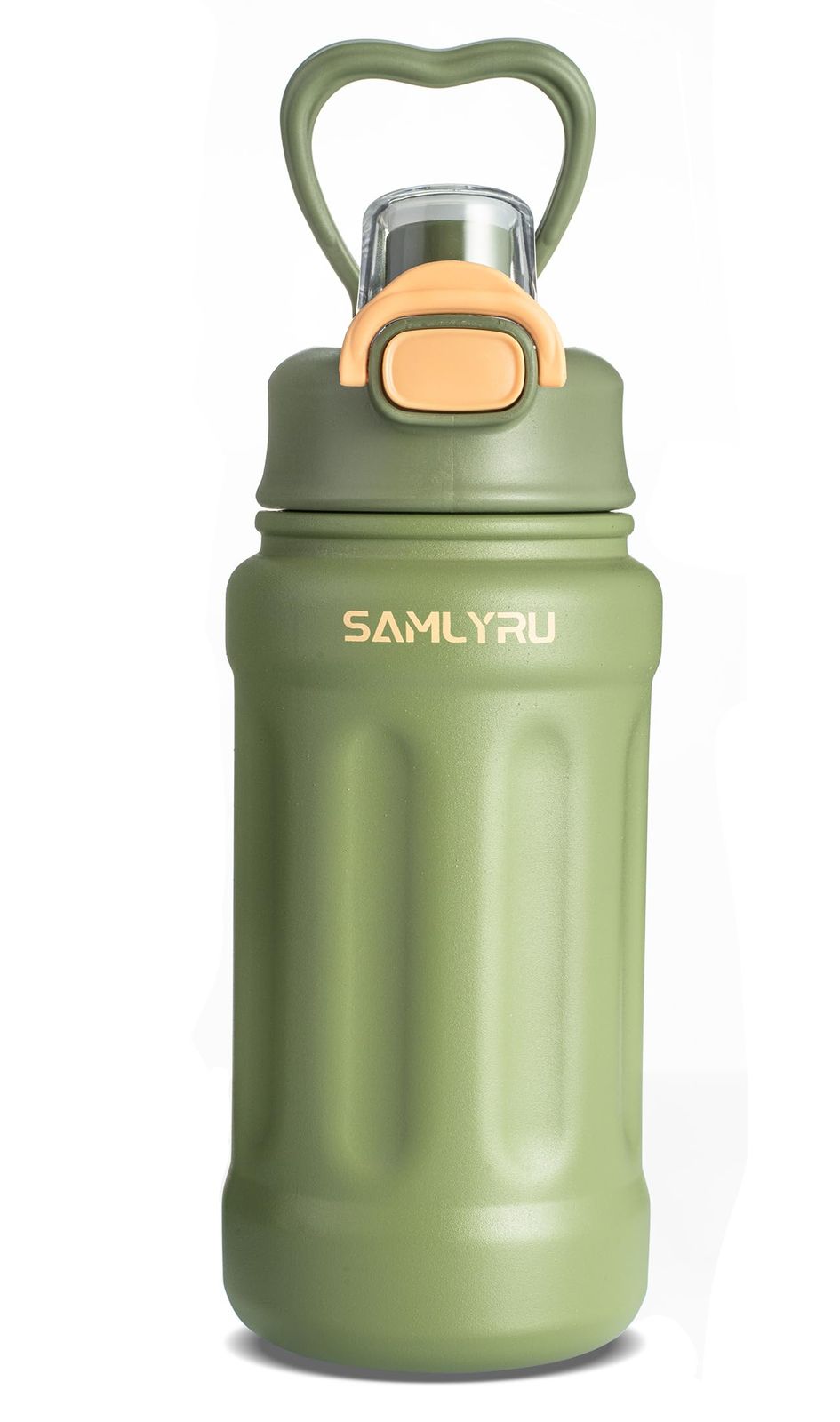 Samlyru 【飲み口2way設計】 水筒 ワンタッチ 真空断熱 ストロー付き 直飲み 保冷 保温 ステンレス マグボトル 600ml 800ml 頑丈 濡れ防止 持ち手付き 洗浄用スポンジ付き スポーツ/お出かけ(グリーン, 800ml)