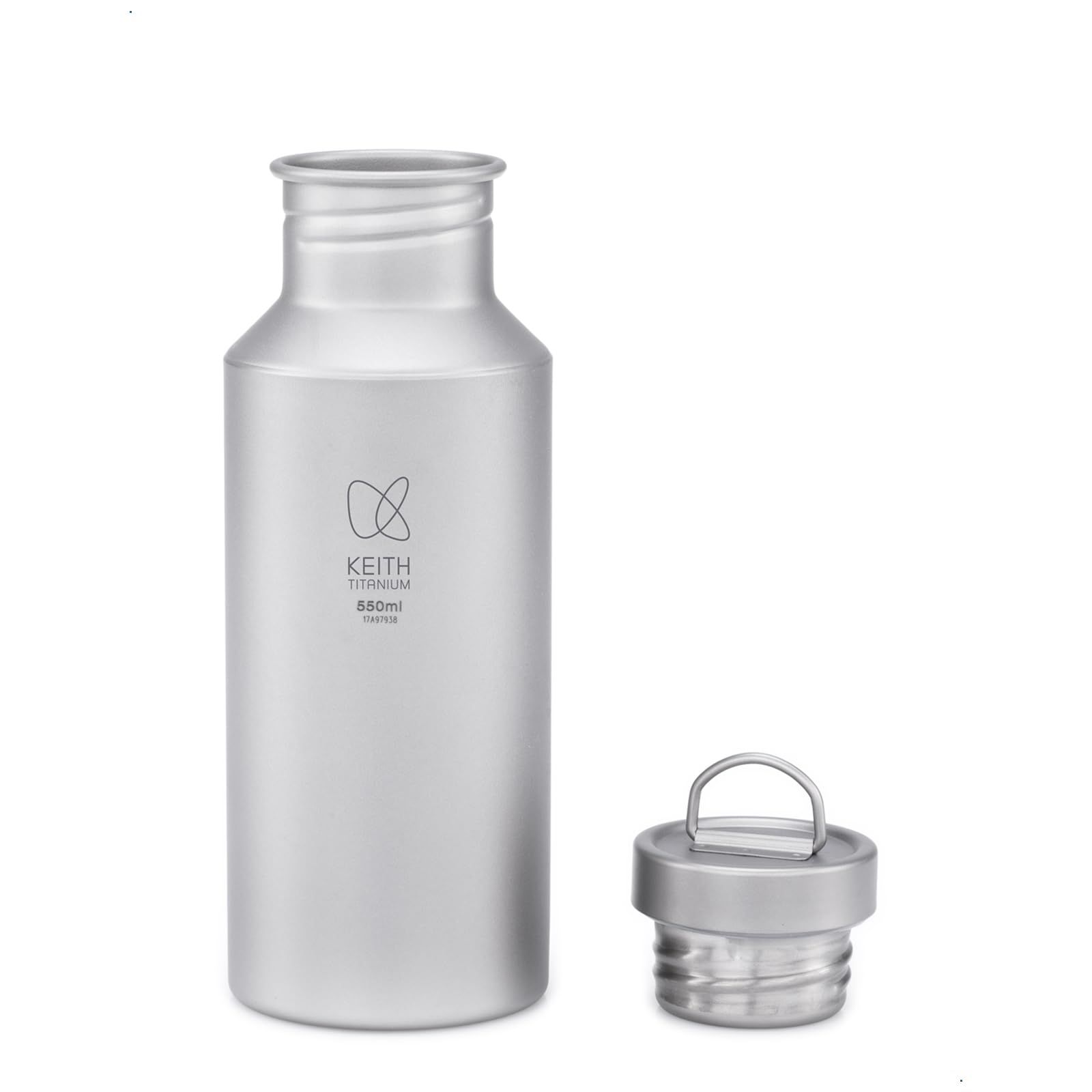 KEITH チタン 水筒 550ml 超軽量頑丈耐久 スポーツウォーターボトル キャンプボトル アウトドア用品 洗いやすい 直火・食洗機対応 収納袋付き(Ti3031) [並行輸入品]