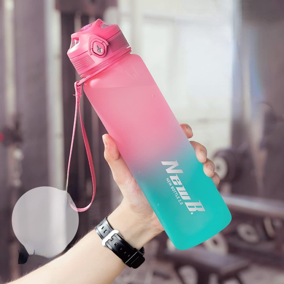 ボトル 水筒 ポータブルストロースポーツウォーターボトル 大容量 650ml 1000ml 1500ml BPAフリー プラスチックウォーターボトル 自転車 大人 子ども アウトドア スポーツ 登山用/キャンプ/ランニング/ジム/ (1000ml,pink)