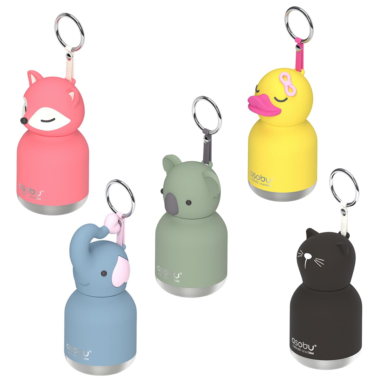 asobu アソブ MINI BESTIE ミニベスティ 水筒 ステンレスボトル ストローボトル 保温 保冷 動物 キャラクター (ブラックキャット IBV44BC)