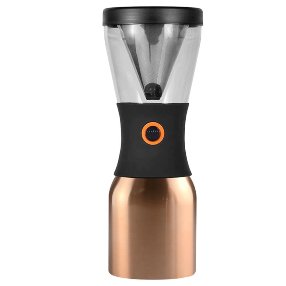 Asobu Cold Brew 水出し コーヒー 取っ手 断熱 ボトル 保冷 保温 アイス ホット 持ち運び ボタンで簡単操作 保管 コールド ブリュー 色：カッパー
