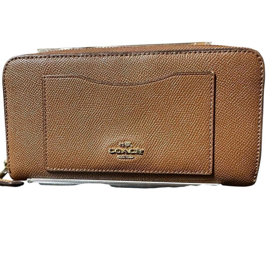 良品 COACH ラウンドジッパー財布 長財布 シボ革 PVCレザー - メルカリ