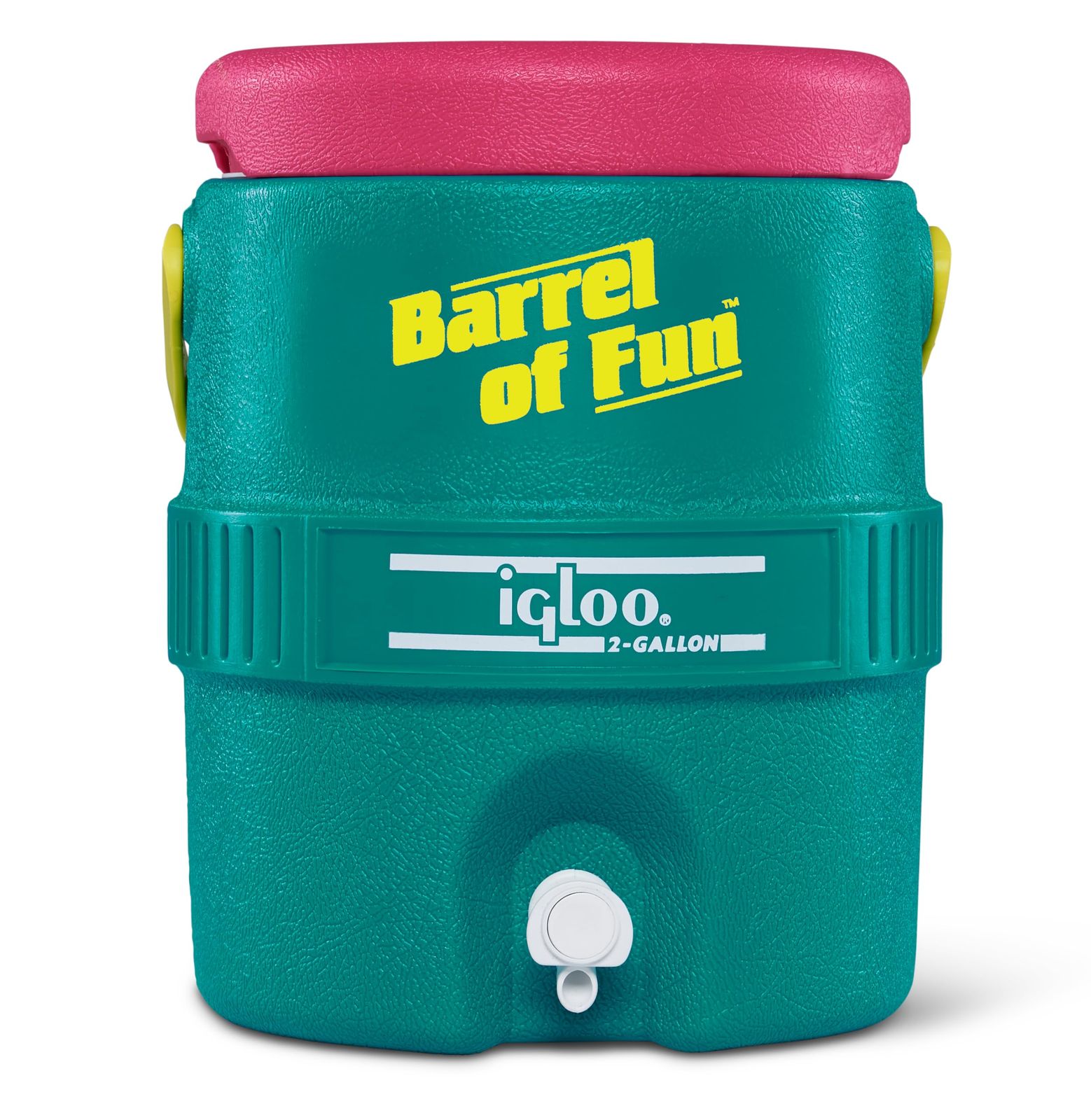 Igloo スペシャルエディション レトロ 2ガロンバレル 楽しいクーラージャグ ドリップ耐性スピゴット スイングアップベイルハンドル付き マルチカラー
