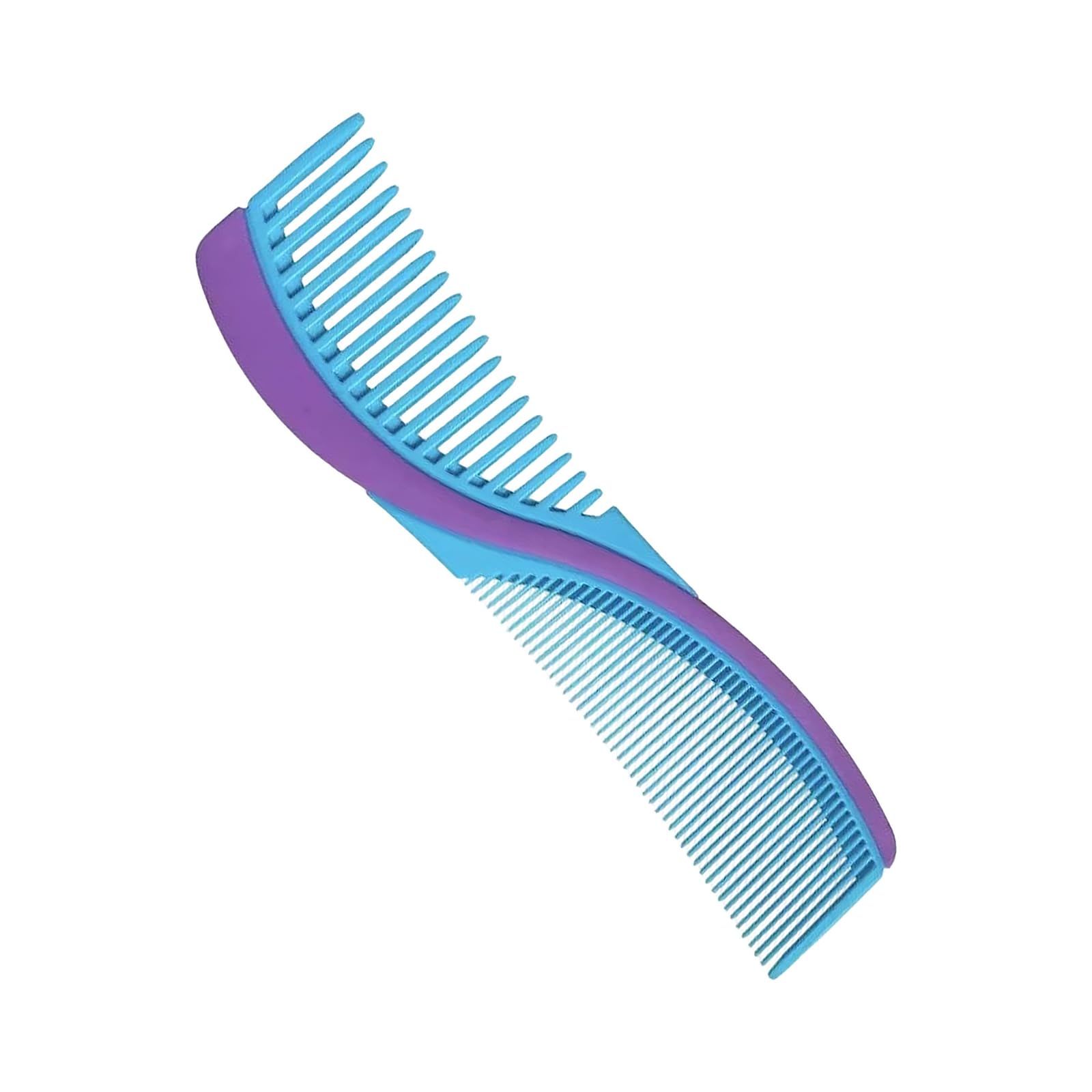 Dual Comb Treatment Comb Combination Comb, S Shape Curve Design, PP Material, High Density & Low Density Hair Loss Prevention, Easy to Spread, Stressless Styling, Lightweight, Durable, Women's (Blue Violet)