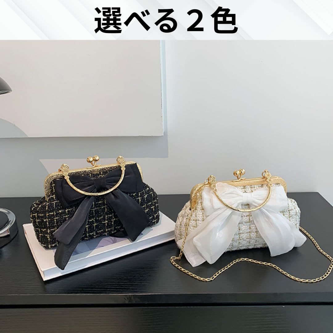 Liebendo] ショルダーバッグ レディース リボン コンパクト ツイード 