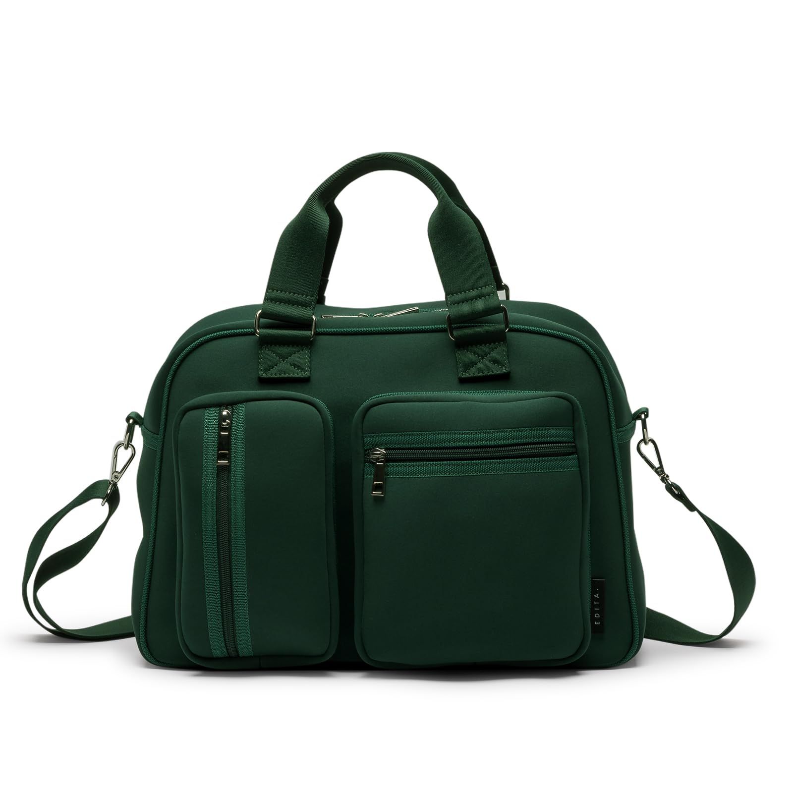 [Edita] Boston Bag, Compact, Small, Women's, Men's, Travel, Overnight, 2 Way, Crossbody, Lightweight, Washable, Neoprene, EDT-197, Chrome Green