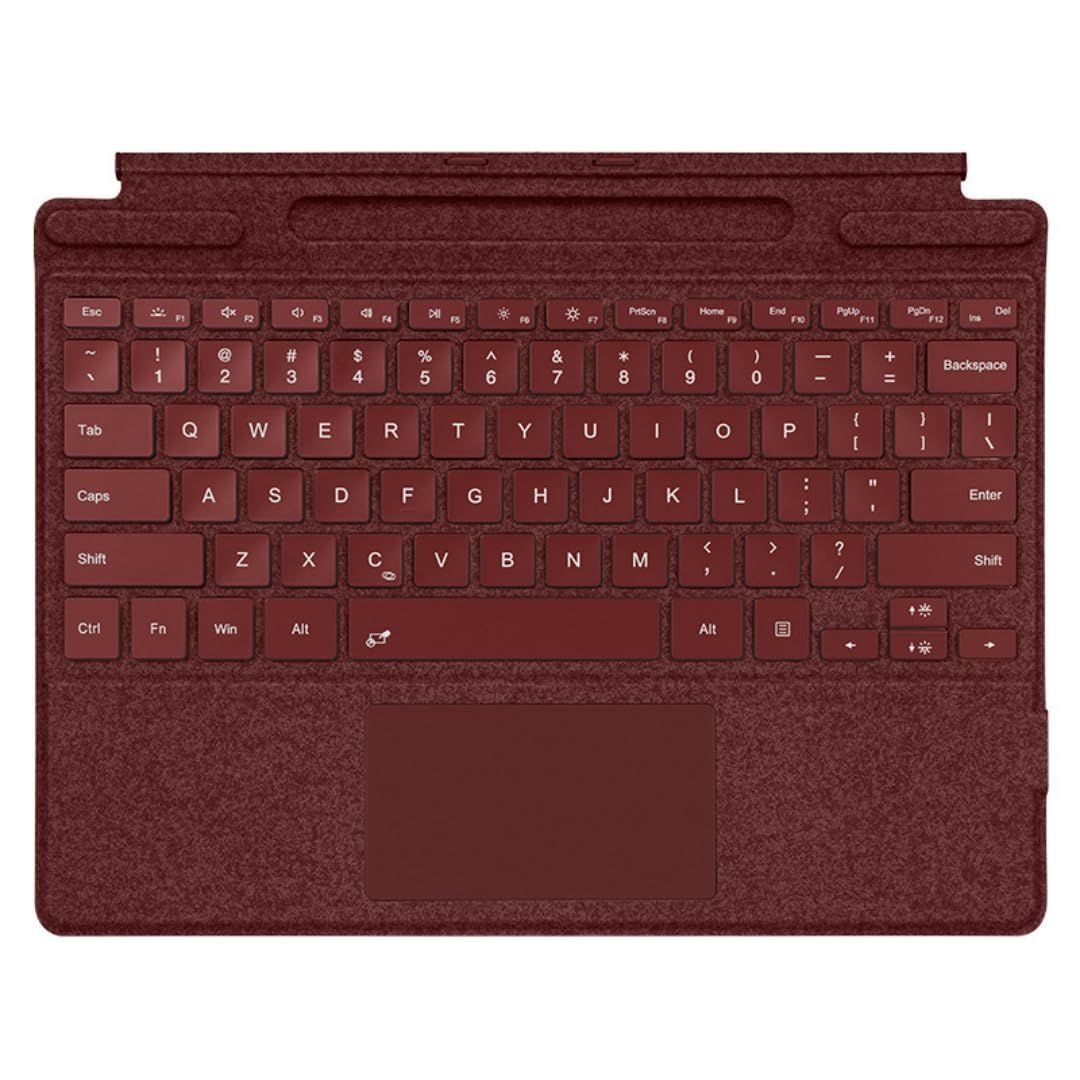 Surface Pro 11/10/9/8/X 対応 13インチ キーボード ワイヤレス サーフェス キーボード タッチパッド付き 7色バックライト ペン2収納可能 Typ-C充電式 軽量 薄型 カバー兼用 分離使用可 (ワインレッド)