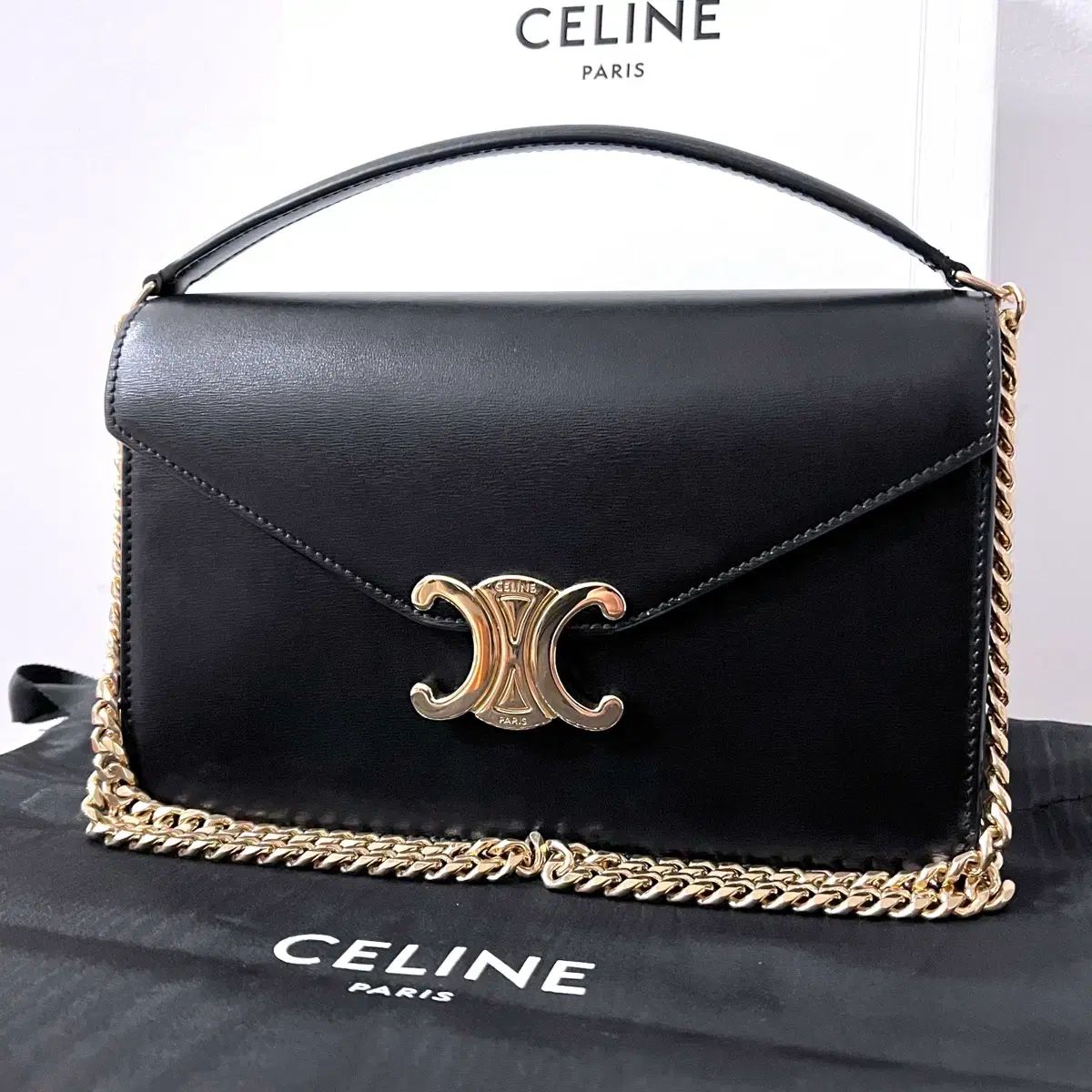 S級/正規品 Celine セリーヌ 麻ゴ チェーン 財布 バッグ ブラック