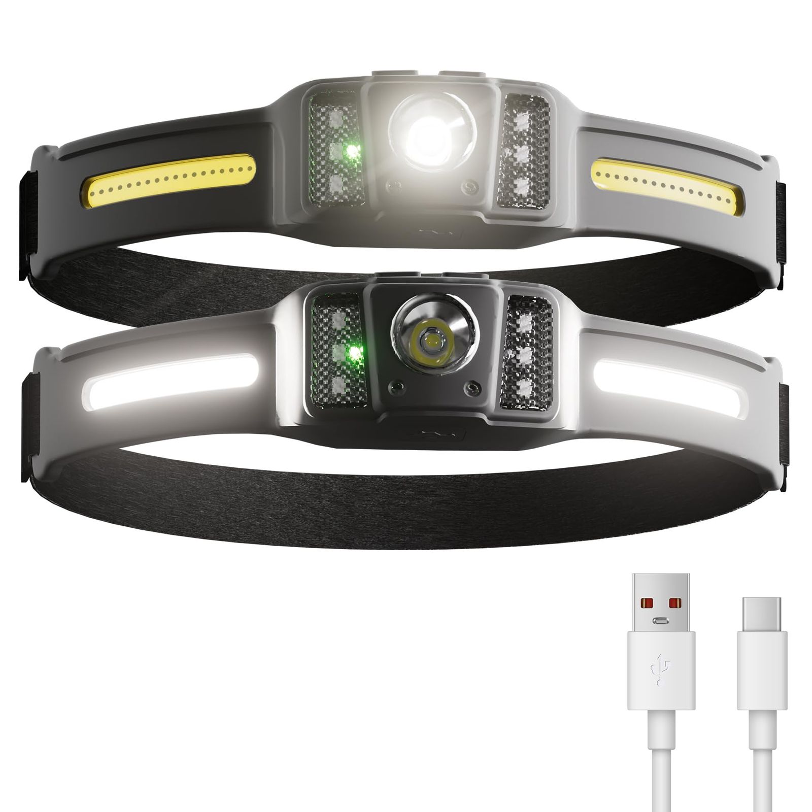 LUTW ヘッドライト 充電式 led ヘッドランプ センサー付き COB XPG光源 軽量 270°広角照明 5つ点灯モード 赤色ライト 350lm 高輝度 11時間連続使用 ワイドライト スポットライト 防水 防塵 登山 釣り バイク キャンプ 作業 停電