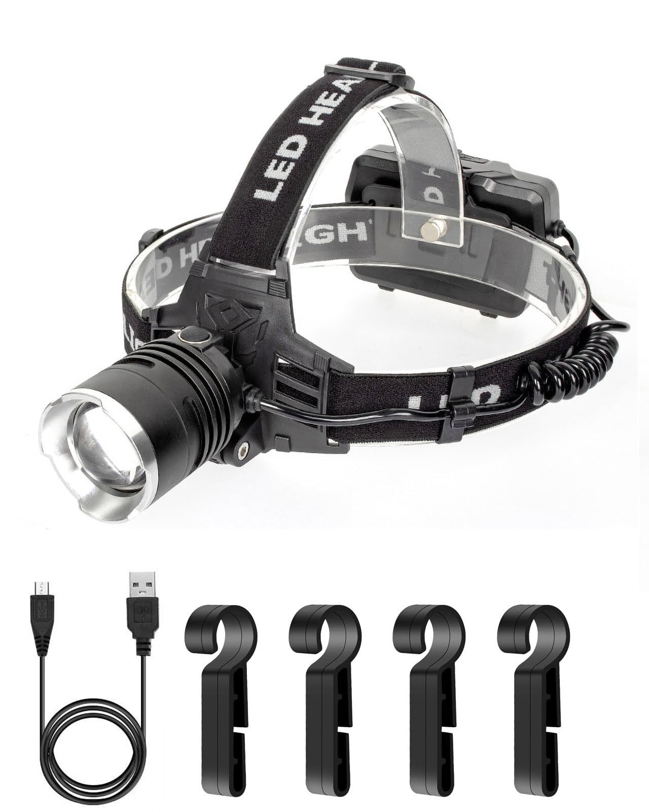 LED ヘッドライト XHP250 USB 充電式 ヘッドランプ 5点灯モード ヘルメット ライト 角度調節可能 ズーム機能 高輝度 電量ディスプレイ可能 夜釣り ライト 軽量 防水 停電 防災 登山 夜釣り 自転? 夜間作業灯 ランニング キャンプ 散歩 ア