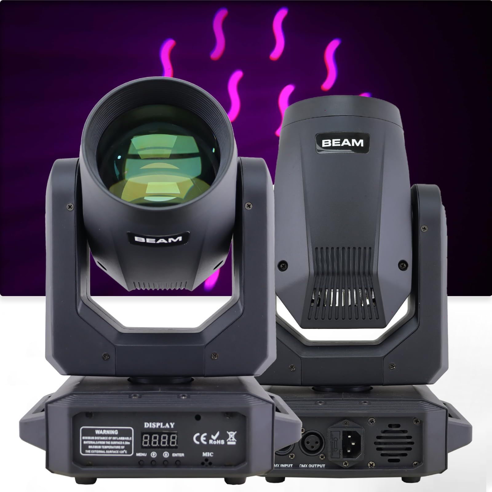 YUERLT 200W LED 移動ヘッドライト リングビーム+スポット+18回転プリズム+レインボー 12 GOBO 8 カラーエフェクト Dj DMX ステージライト ディスコバー