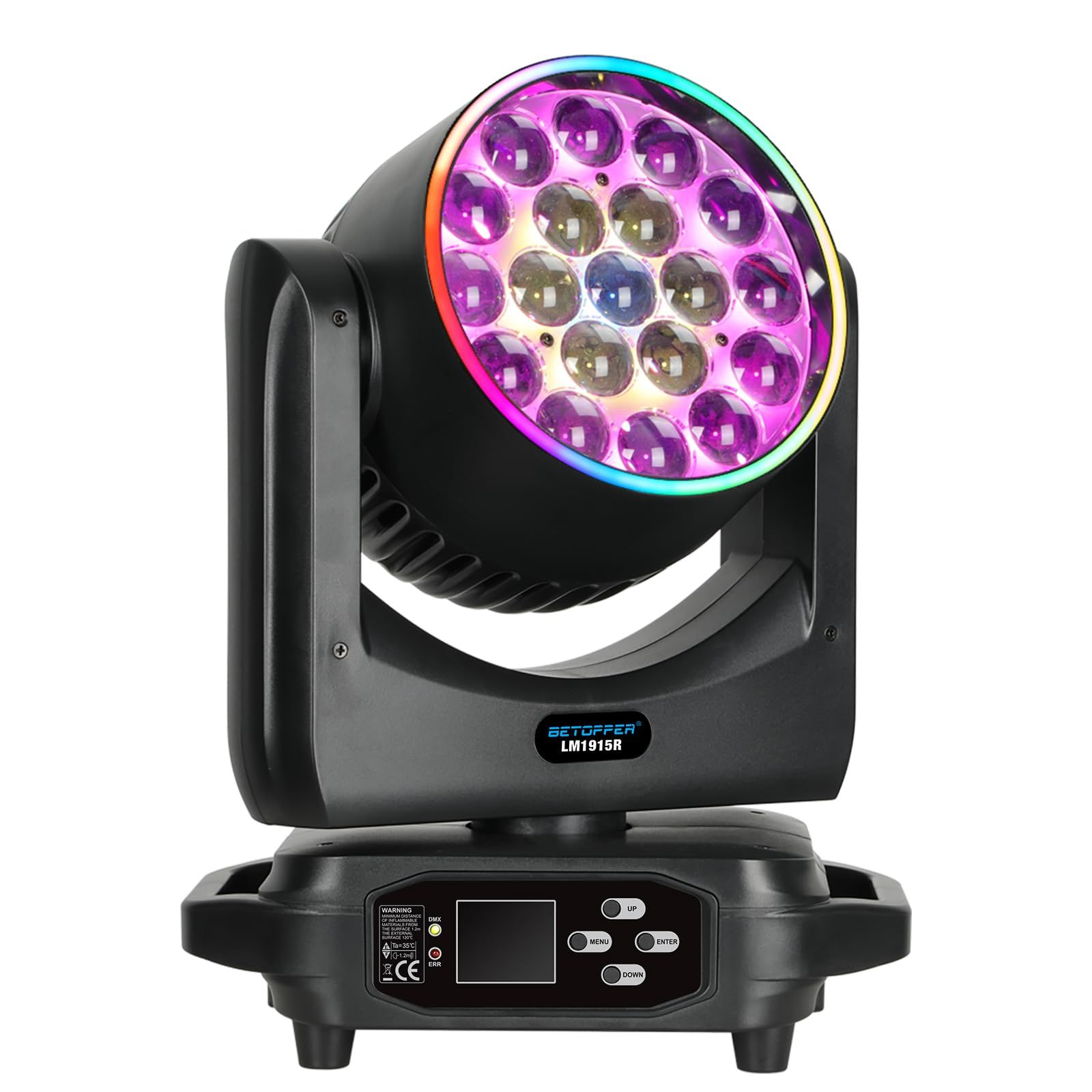 Betopper 19x15W RGBWライトストリップ効果移動ヘッドライト付き，洗浄/ズームレンズ/CTO の効果の蜂の目LEDステージライト舞台照明スポットライト調光ディスコライト回転灯dj ライト，DMX512 15/24/32CH 専門設備 高輝度 音