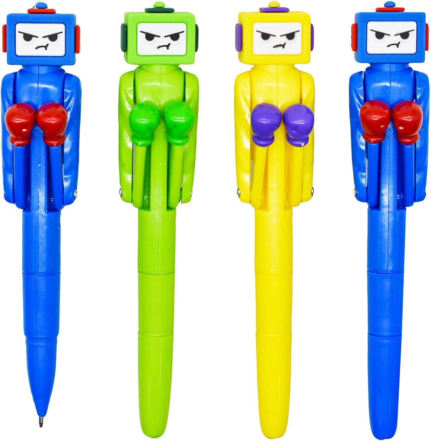 Maydahui 4 Pcs Stylish Boxing Robot Ball Pen 1.0mm Black Funny Stylish Easy Pen Stationery Writing Office Supplies Student Kids Entrance Celebration Enrollment Preparation Prize Gift Present