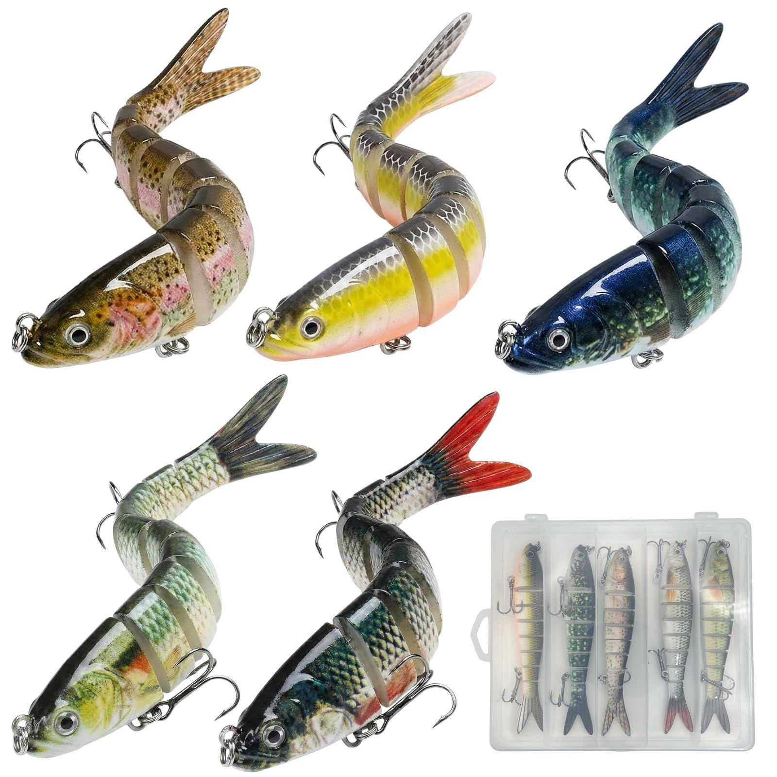 MARUHADO ビッグベイト シーバス ルアー 5本セット シンキングミノー 収納ケース付き タイラバ バス釣り サワラ ナチュラル 13.7cm 27g