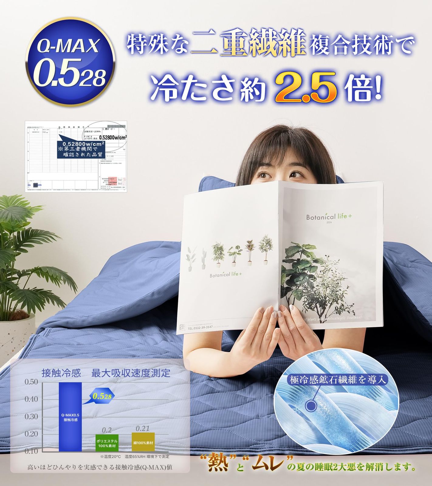 PETSUTA 冷感 敷きパッド ダブル 夏【CICA極柔・瞬間冷感】接触冷感 Q