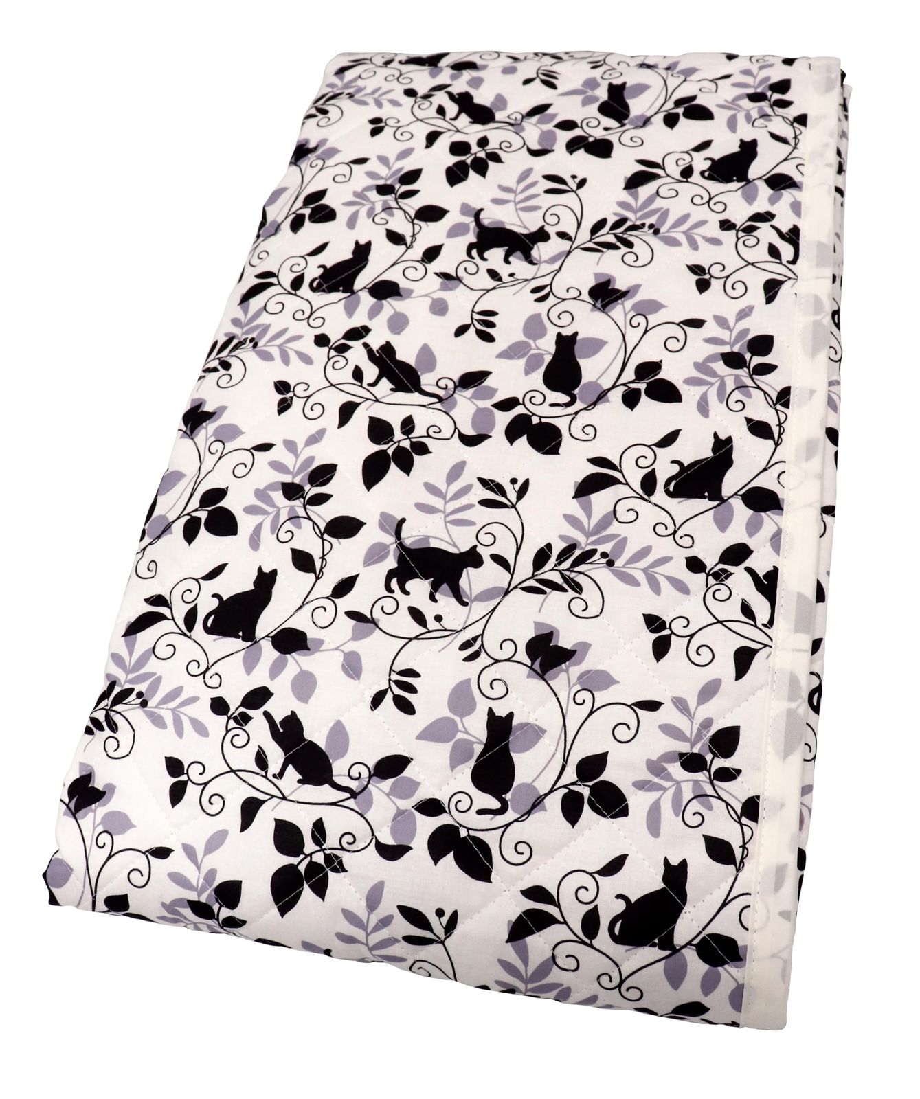 CAMEL PALMS 日本製 綿 敷パッド シングル 肌にやさしい 105x210cm 抗菌 防臭 吸汗 速乾 黒猫柄 アイボリー