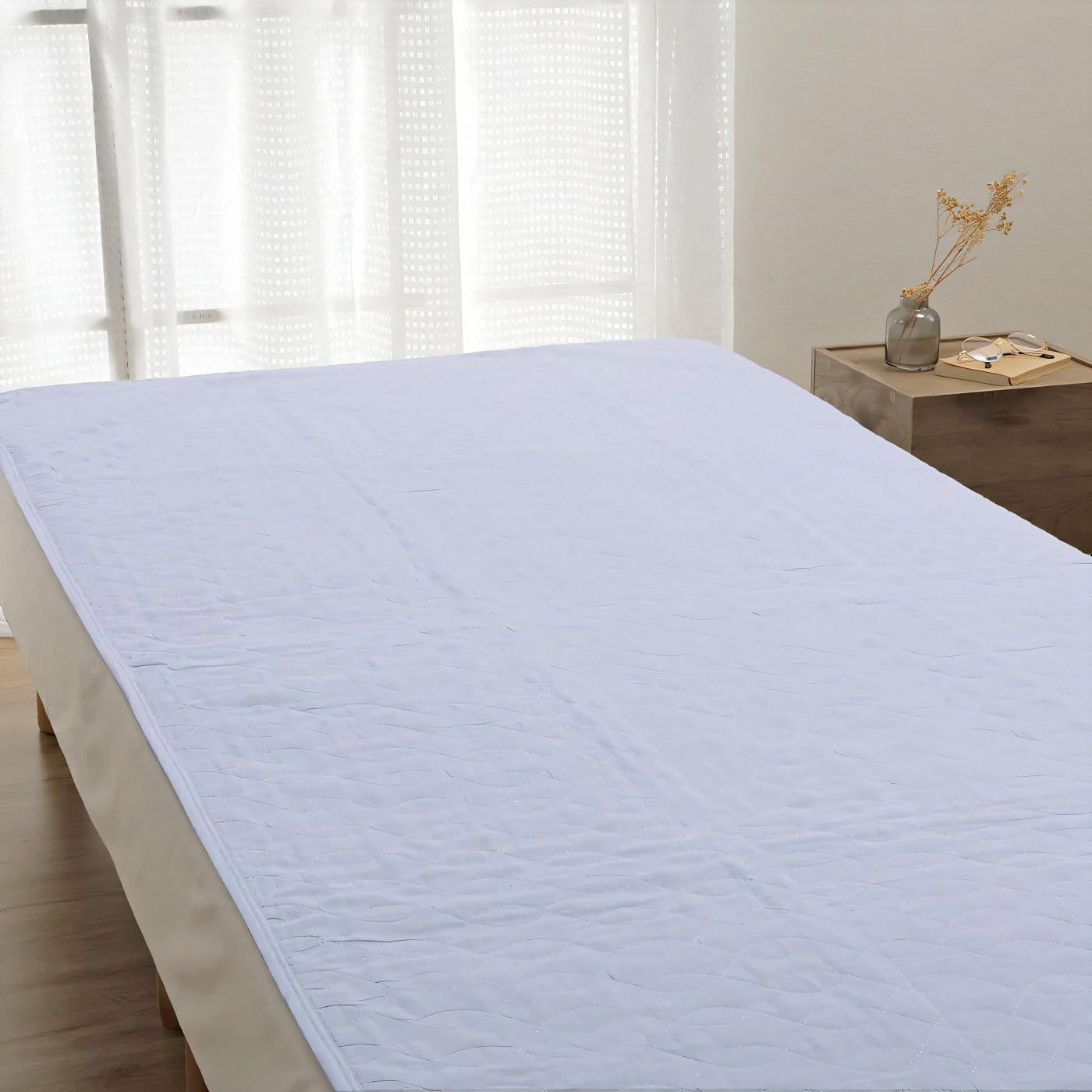 ロマンス小杉 麻100％ 敷きパッド セミダブル 120×205㎝ 夏用 表生地・中綿すべて麻 洗える 涼感 吸水速乾 天然素材 さらさら 蒸れない ブルー