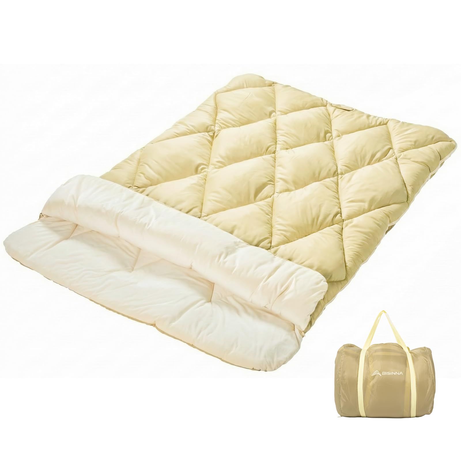 BISINNA 寝袋, コンパクト アウトドアシュラフ, 封筒型スリーピングバッグ, キャンプ用 (3.2kg)