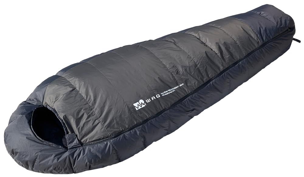 WAQ 寝袋 ダウンスリーピングバッグ ダウンシュラフ キャンプ マミー型 -30度対応 FP650 軽量 コンパクト アウトドア キャンプ 登山 車中泊 防災用