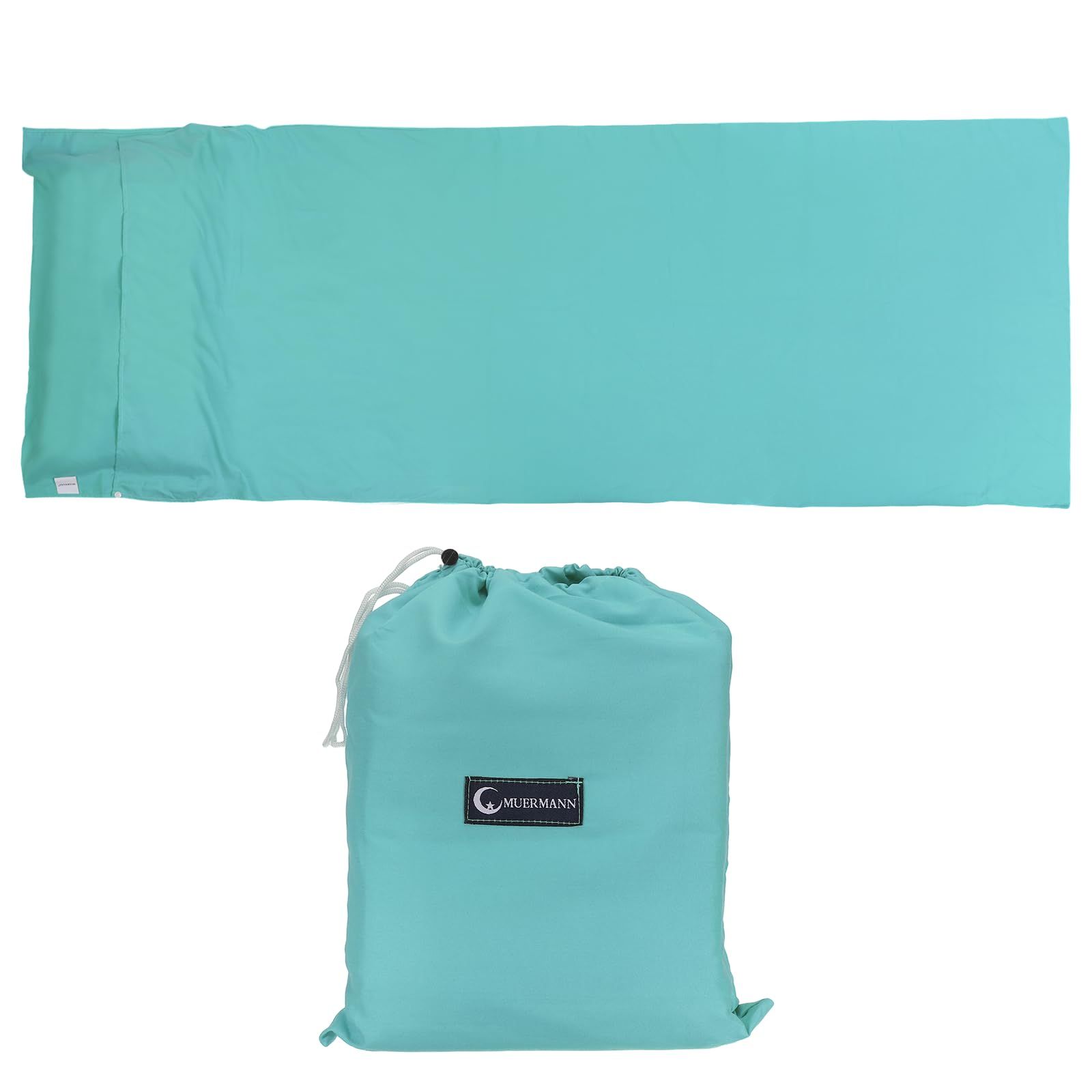 PATIKIL 210x80 cm Sleeping Bag Liner Soft Lightweight Travel Camping Sheet Sleepsack Compact Sleeping Bag with Carrying Bag for Adults Camping Travel Hotel Pacific Blue