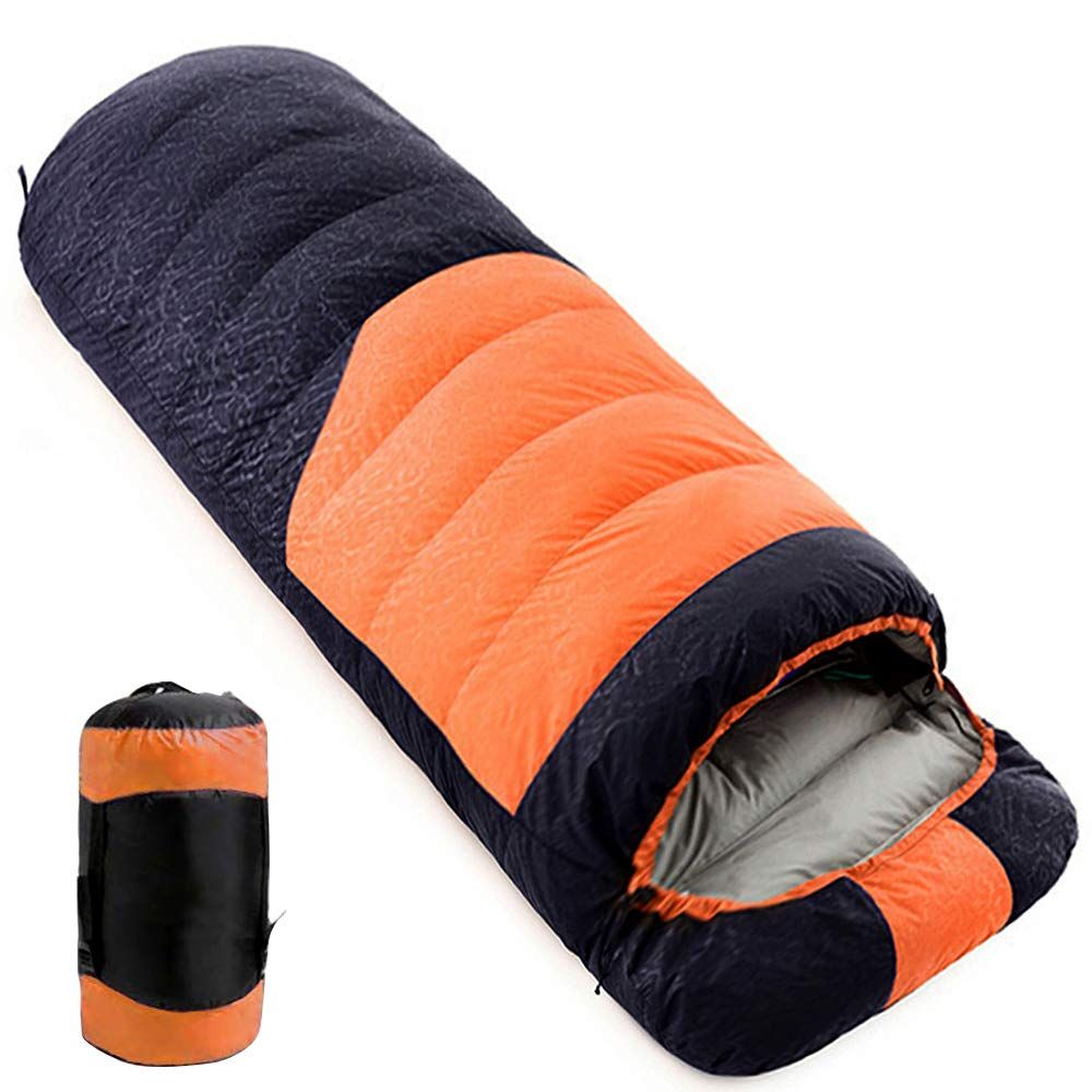 JUYEE 寝袋 冬用 ダウン シュラフ 冬 最低温度-25 キャンプ 羽毛寝袋 2人用 連結可能 2.7kg 大きいサイズ 封筒型 コンパクト 丸洗い 防寒 災害 車中泊 (2.7KG／橙+黒 右開き) 8,972円