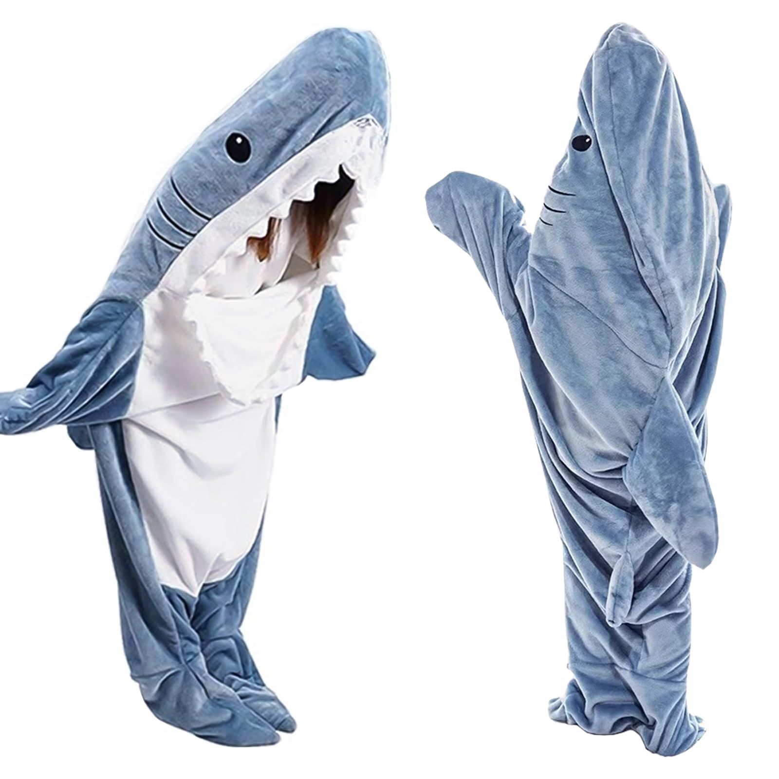 Wearable blanket, shark sleeping bag, shark blanket, shark blanket, adult, kid, cute, soft, stylish, shark pajamas, fluffy, cooling protection, warm blanket to wear, birthday gift, Christmas present, 190*90cm