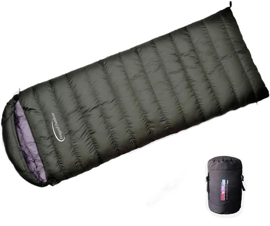 Fengzel Outdoor寝袋 封筒型 多色 210*80cm 400-2500g 90%高級ダウン詰め 足が出せる 連結可能 アウトドア 冬山 防災用 ゆったりとした 冬用 耐寒 ダウンシュラフ(1500gダウン詰め（厳冬用）,ミリタリーグリーン)