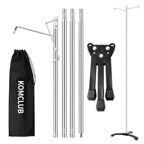 KOMCLUB Lantern Stand, Lantern Pole, Tripod Light Stand, Stainless Steel, Compact, Lightweight, Portable, Outdoor Camping, Outdoor Equipment with Storage Bag, T03AD773A